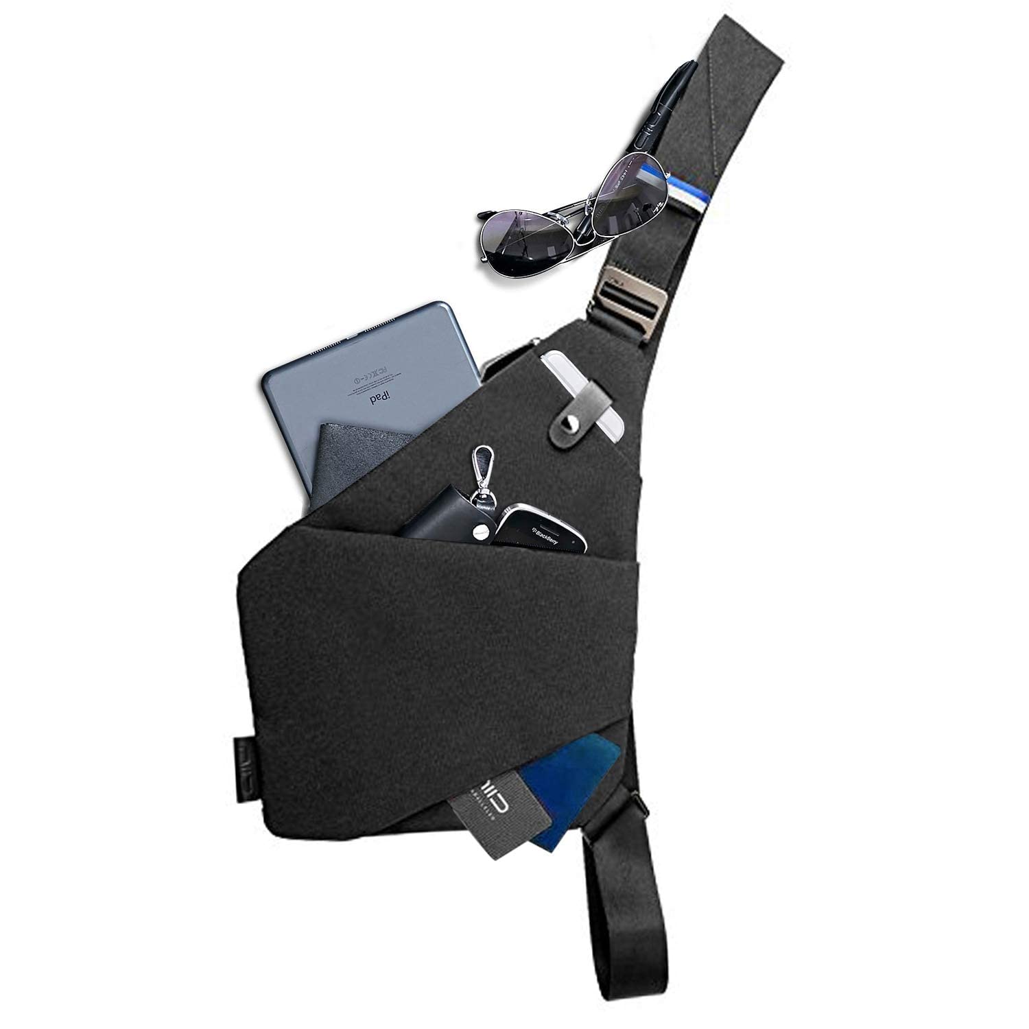 NIID-FINO NEO Anti-Theft Crossbody Sling Bag - Slim Multipurpose Chest Shoulder Bag for Men & Women (Meteorite Black, Right Hand) | Perfect for Travel, Commuting & Everyday Use