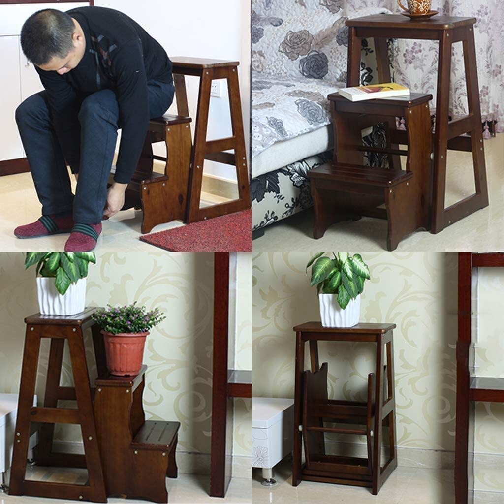 Solid Wood Folding Step Stool for Home - Multifunctional Indoor Climbing Stool for Kitchen, Bathroom, Library | Non-Slip Stepladder for Reaching High Shelves & Storage Spaces