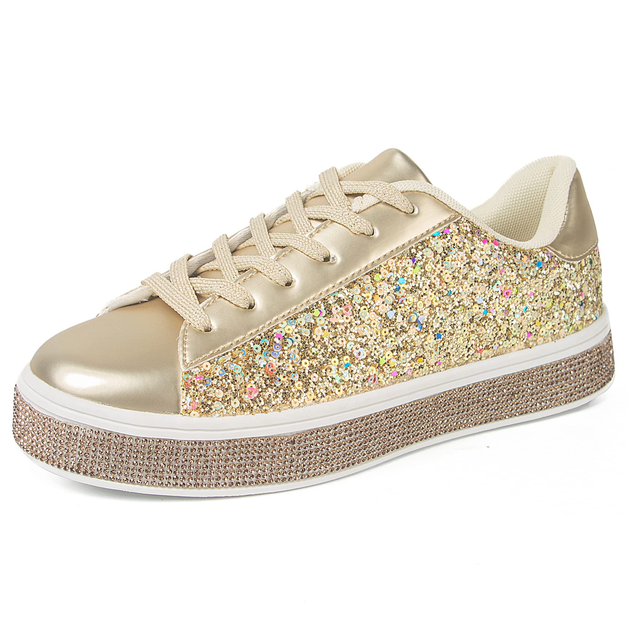 Sparkly Rhinestone Bridal Sneakers for Women - Glitter Wedding Shoes with Sequins, Neon Bling Tennis Shoes for Bride, Bridesmaids & Party - Perfect for Weddings, Bachelorette Parties & Special Occasions