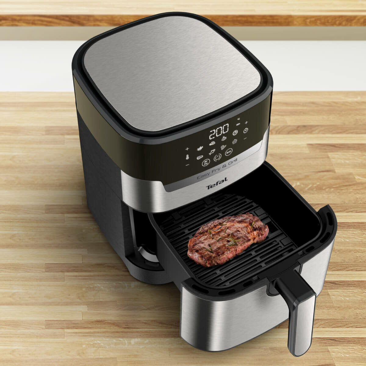 Tefal Easy Fry & Grill Deluxe 4.2L Air Fryer - Black & Silver (EY505D) | Healthy Oil-Free Cooking for Family Meals, Snacks & Grilling