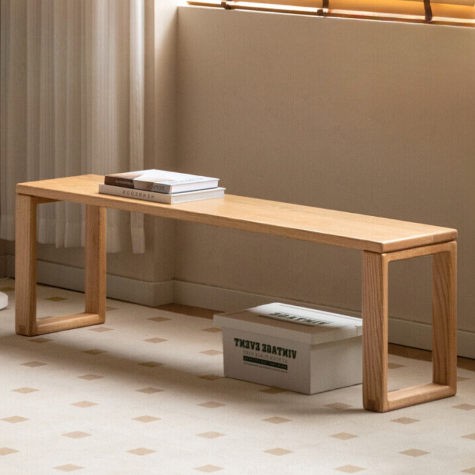 Oak Solid Wood Long Bed End Bench - Durable & Stylish Storage Bench for Bedroom, Living Room, or Entryway - Perfect for Extra Seating & Organization
