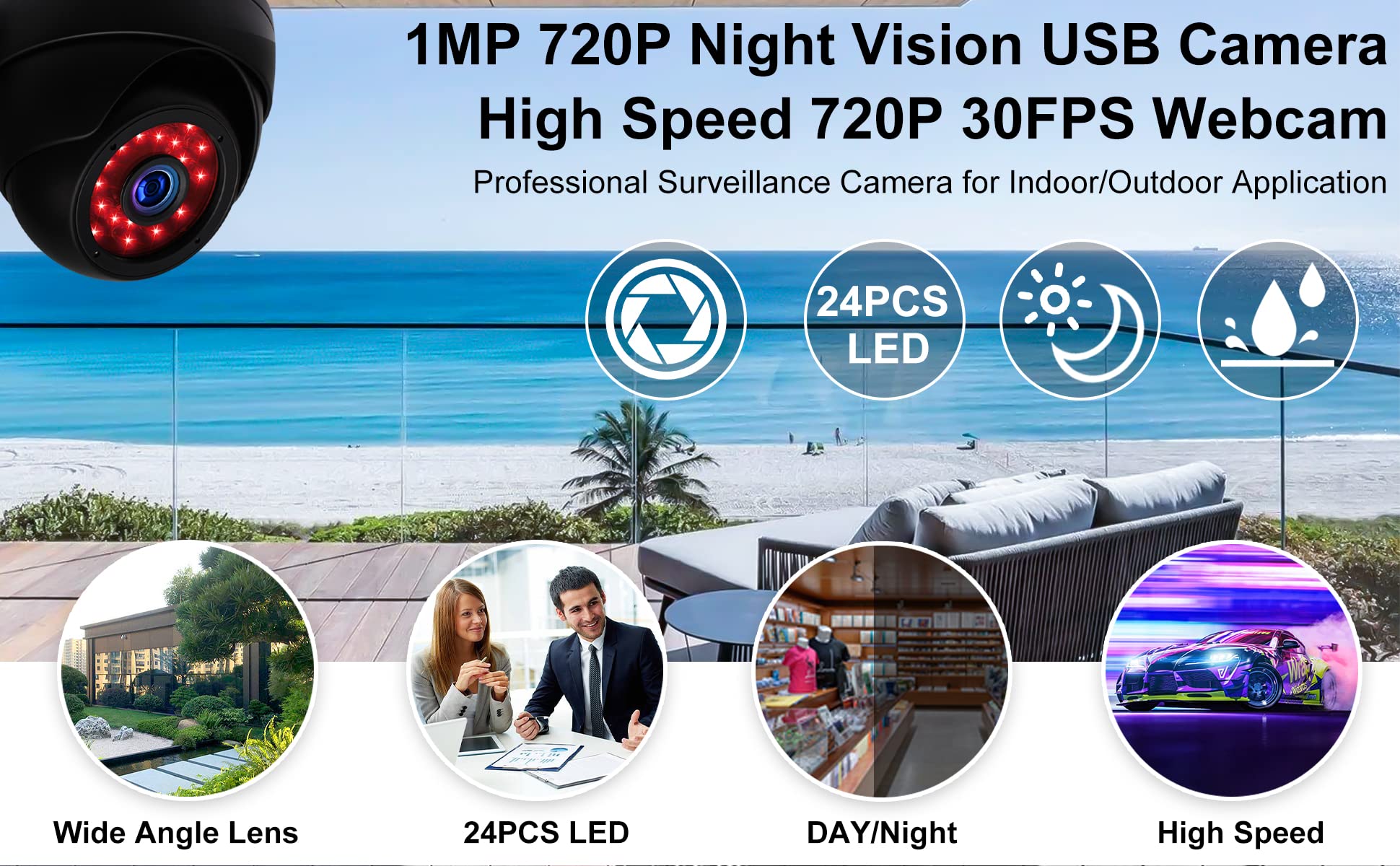 USB Infrared Webcam with Day/Night Vision - Waterproof Indoor/Outdoor Security Camera for PC, CCTV, and Laser Engraving | Perfect for Home Surveillance, Office Monitoring & Lightburn Laser Cutting