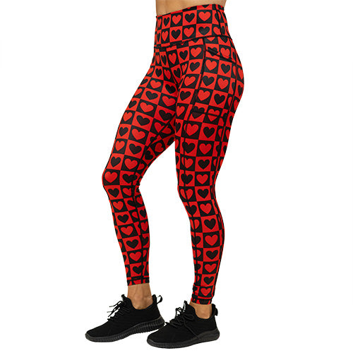 Queen Of Hearts Printed High Waist Yoga Leggings - Women's Workout Leggings for Gym, Running & Lounge Wear