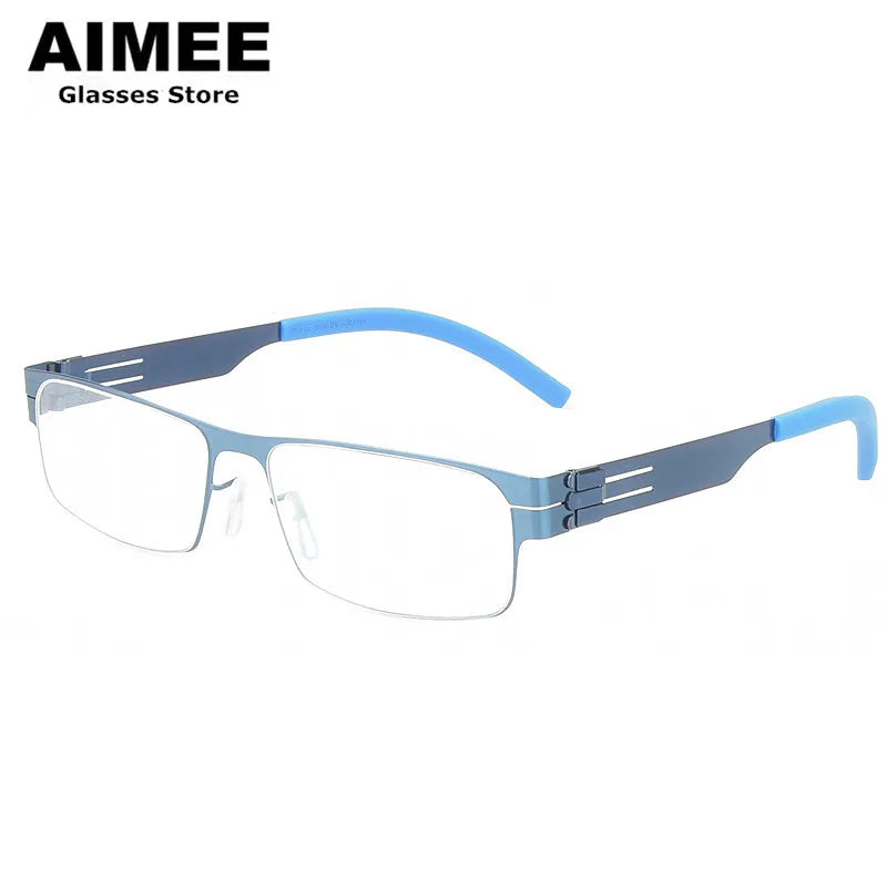 Aimee Women's Full Rim Square Screwless Steel Eyeglasses 13517 - Stylish Lightweight Glasses for Work, Reading & Fashion