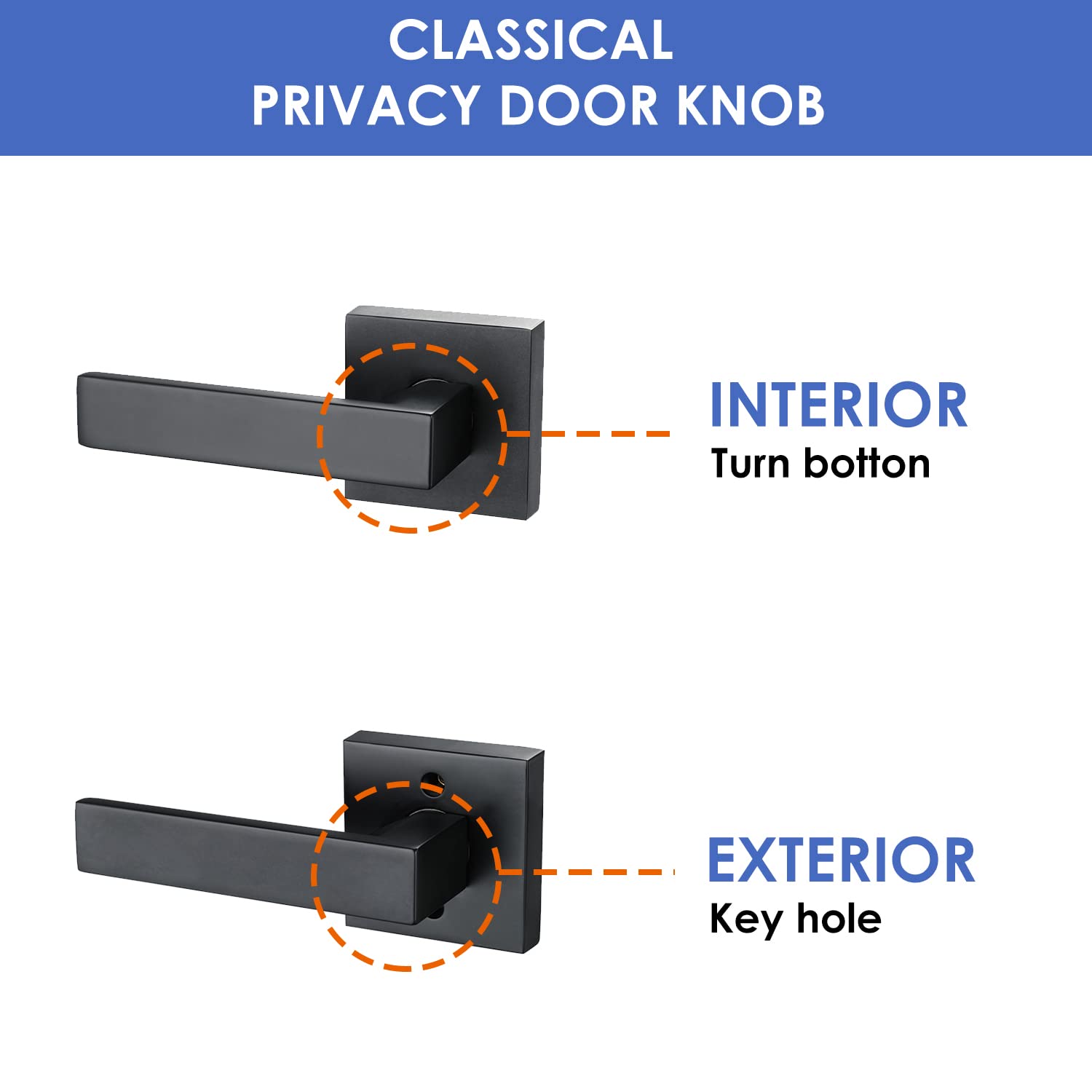 Heavy Duty Zinc Alloy DYM Hall & Closet Door Lock with Lever - 5 Pack for Home, Office, and Child Safety Security