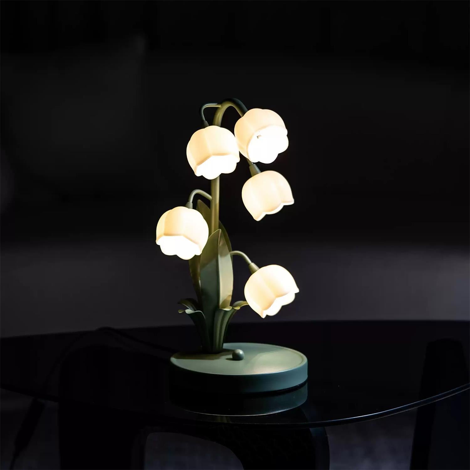 Green Lily Table Lamp - Modern LED Nightstand Light for Bedroom, Living Room & Office - Energy Efficient & Stylish Home Decor