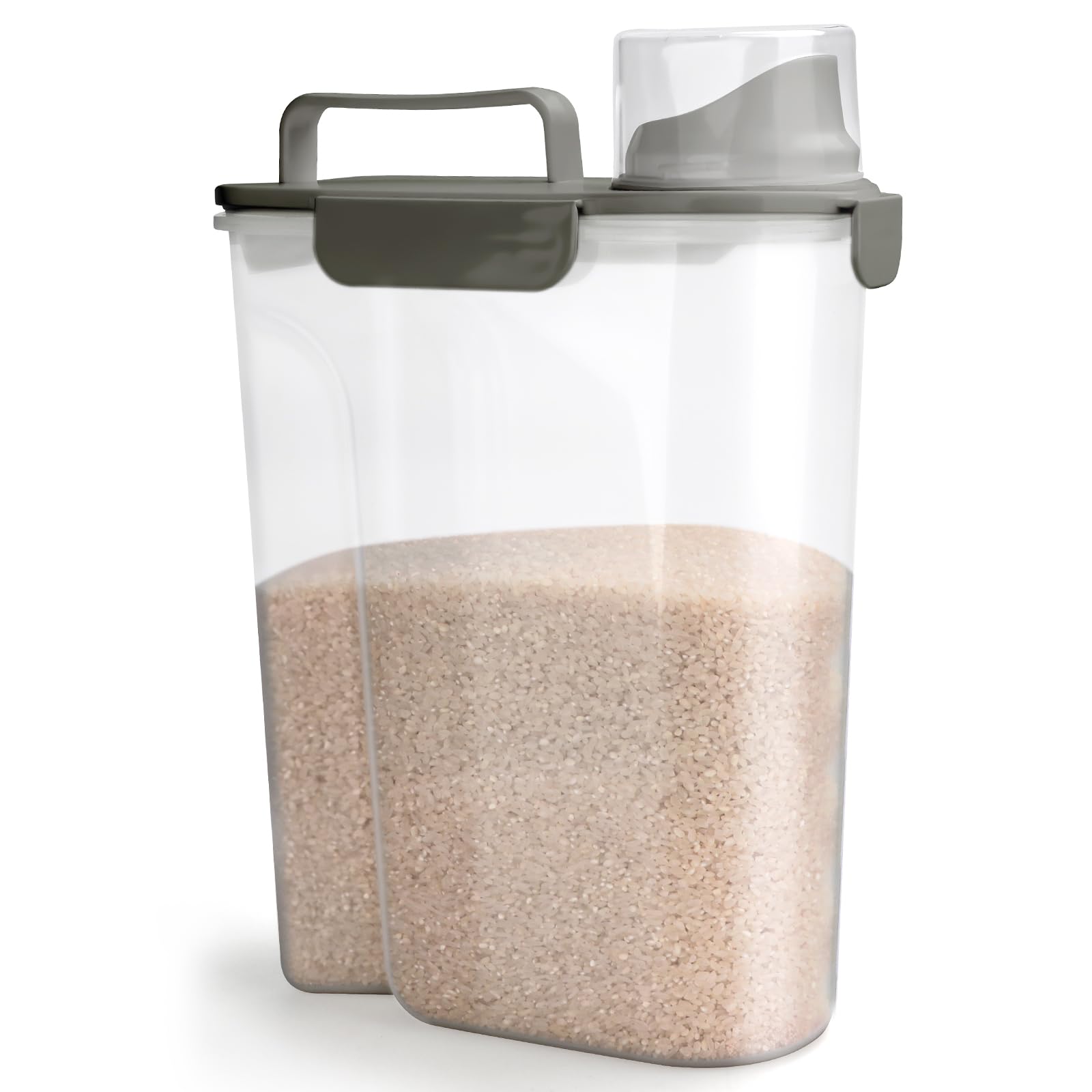 5-10lb Airtight Rice Storage Container - BPA Free Clear Plastic Food Dispenser for Kitchen & Pantry Organization - Ideal for Dry Foods Like Rice, Oatmeal, Cereal, Pasta, Flour - Perfect for Pet Food Storage & Bulk Food Preservation