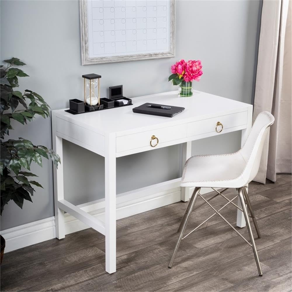 White Beaumont Lane Wood Desk for Home Office & Study