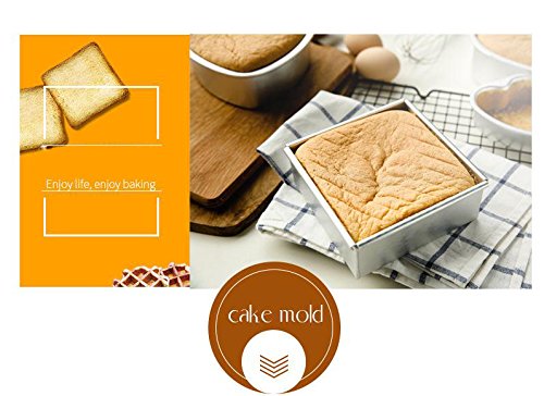 Non-Stick Square Baking Pan 10 Inch - Removable Bottom Loaf Cake Tin for Oven Baking, Roasting & Dessert Making - Perfect for Bread, Brownies, Cheesecakes & Pound Cakes (Silver)