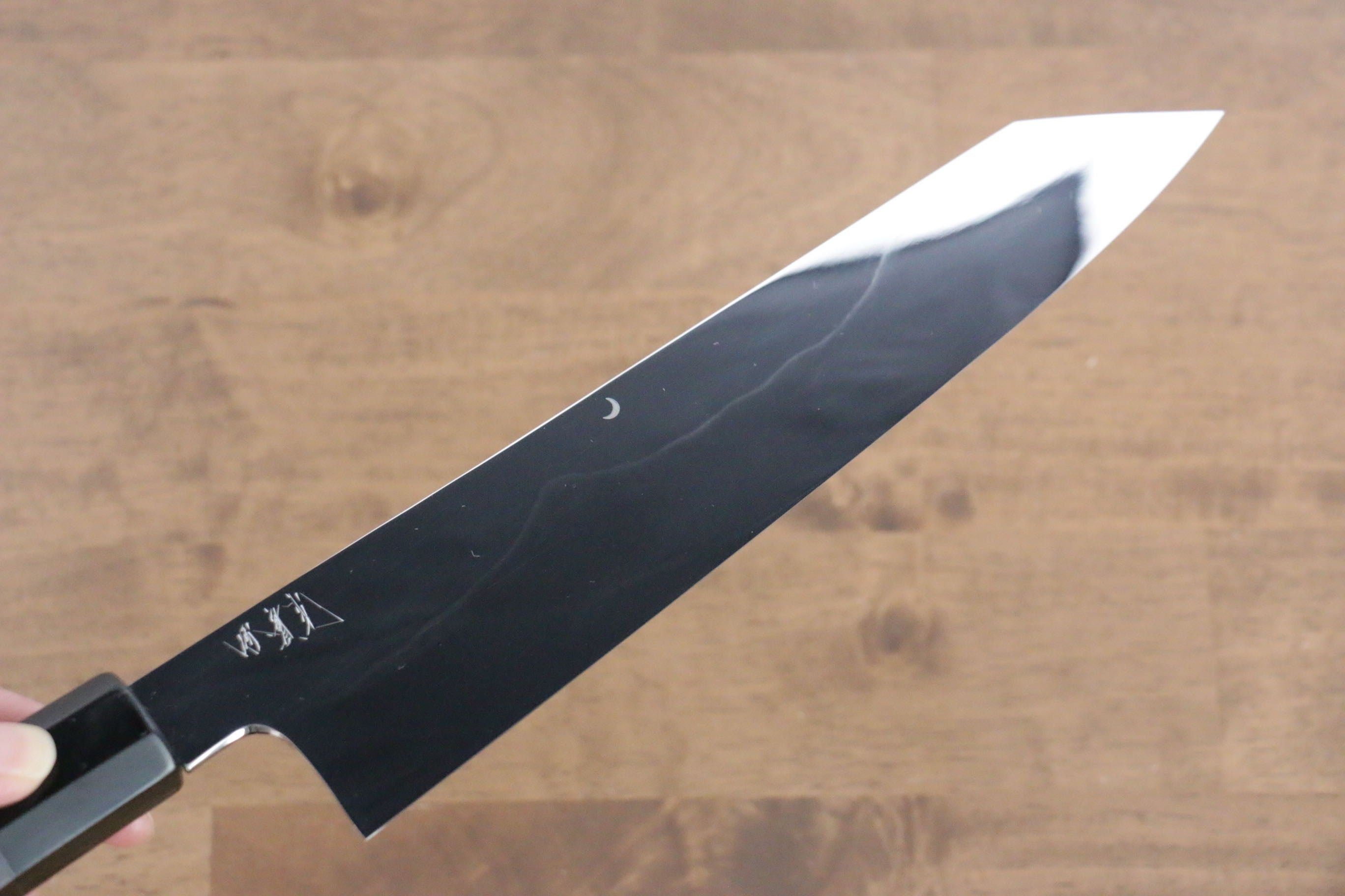 Premium Jikko Fujisan Honyaki White Steel No.3 Kiritsuke Gyuto Knife 240mm - Japanese Chef Knife with Mirrored Finish & Ebony Wood Handle - Perfect for Sushi, Sashimi, and Precision Cutting in Professional Kitchens