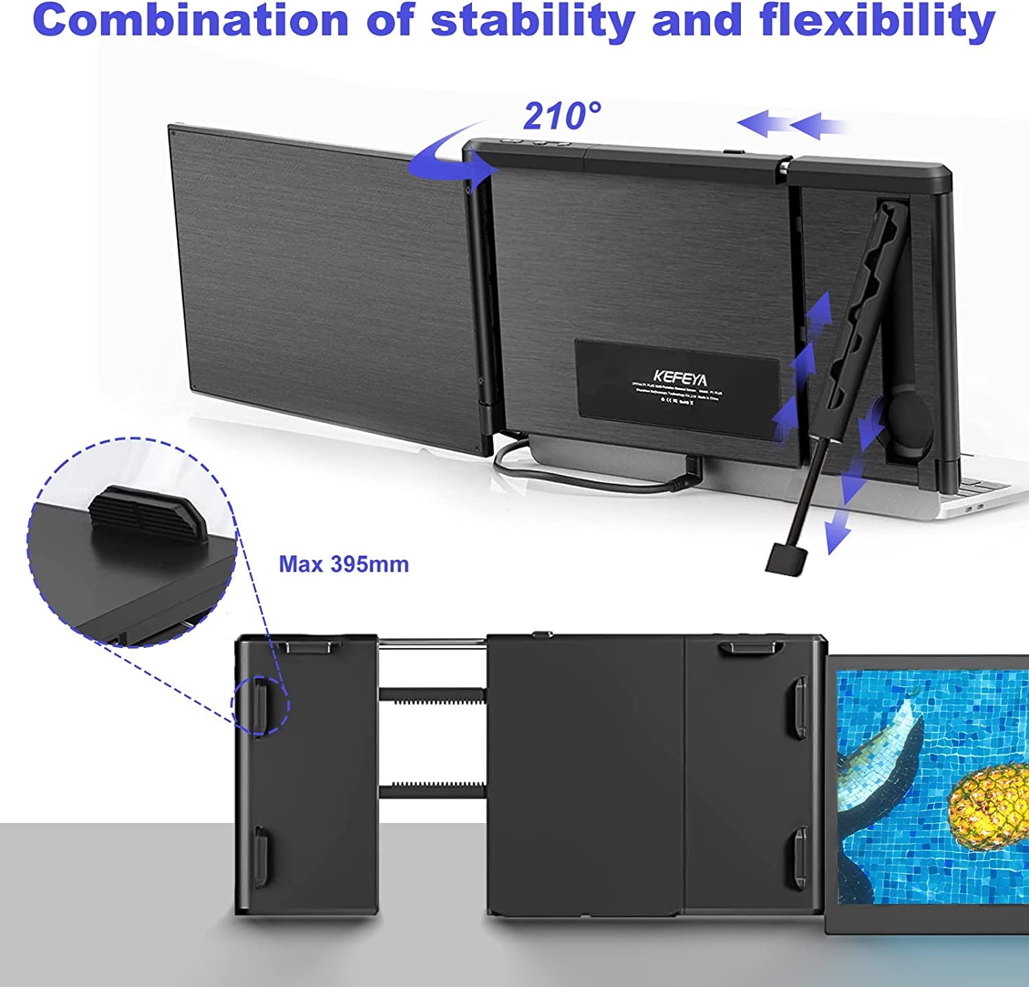 KEFEYA 2023 New 13.3-16.5 Inch Full HD 1080P IPS Dual Screen Laptop Monitor - Portable External Display for Laptops, PS5, Nintendo Switch - Perfect for Gaming, Coding, Stock Trading & Multitasking
