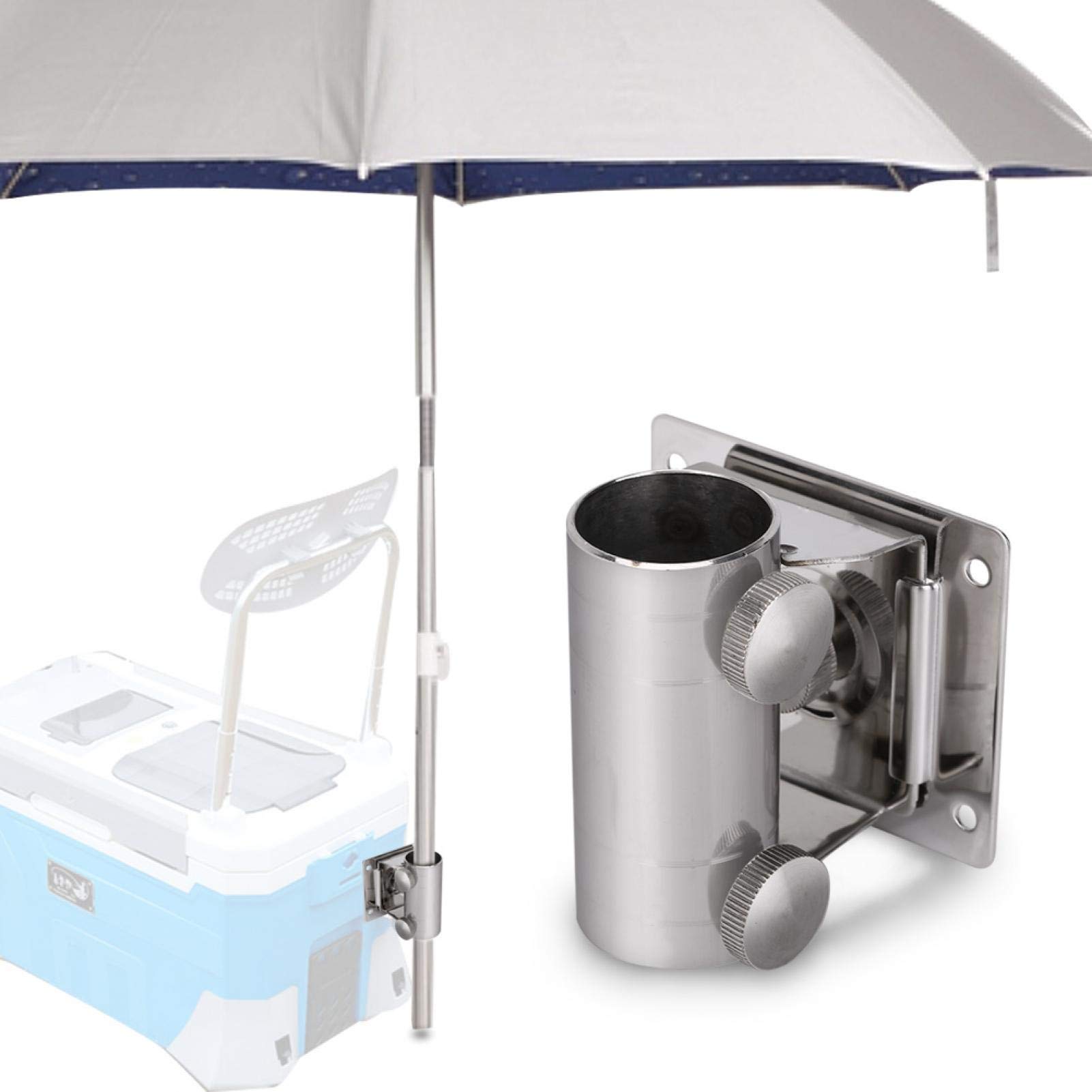 Heavy Duty Stainless Steel Umbrella Stand Base - Detachable Adjustable Holder Bracket for Patio, Garden, Beach & Fishing Box - Weatherproof Outdoor Umbrella Stand for Sun Shade, Market Stall & Camping