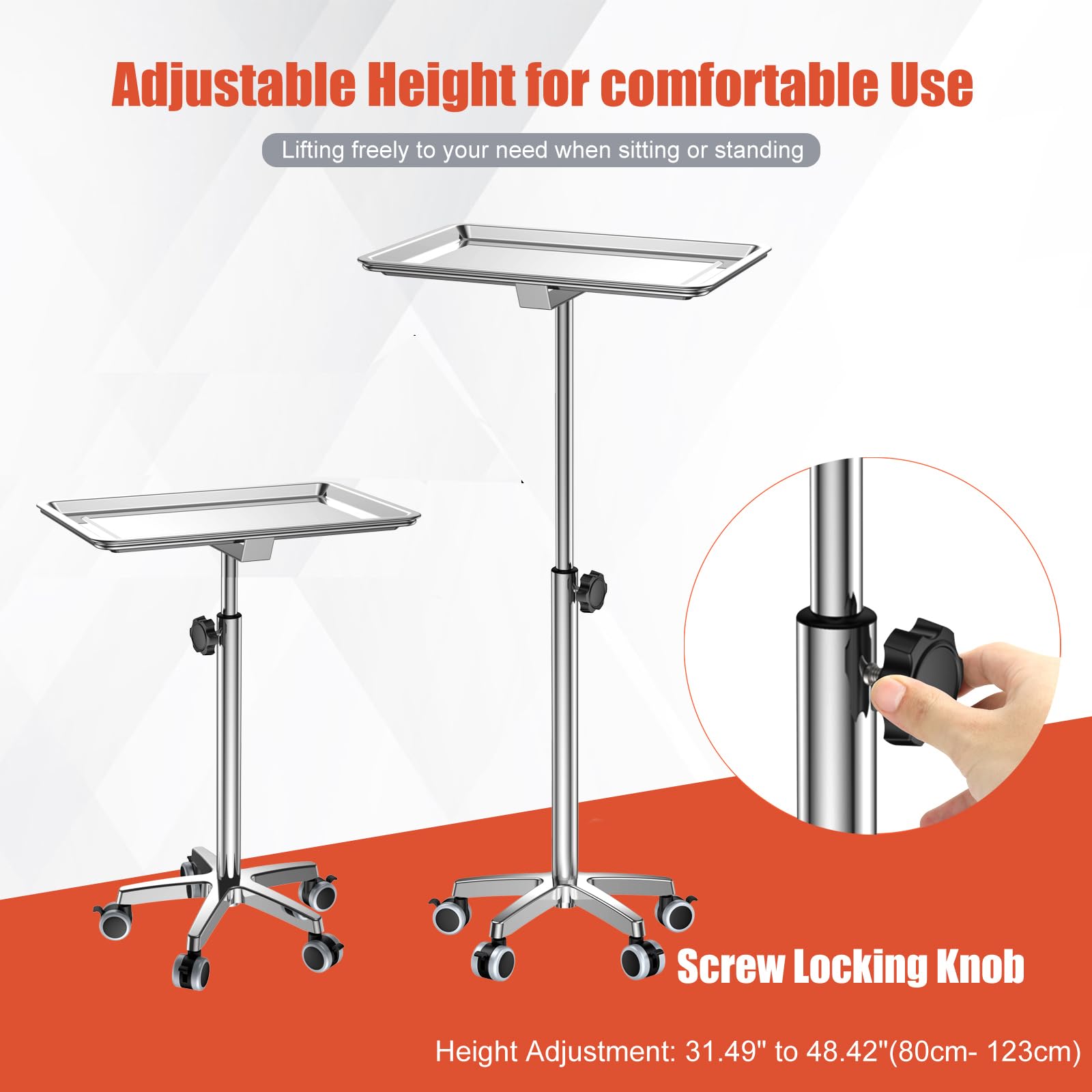 ChoJiah Extra Large Rolling Salon Tray on Wheels - Heavy Duty Mobile Hairstylist & Tattoo Cart - Perfect for Hair Salons, Dental Clinics & Beauty Studios - Ideal for Styling Tools, Tattoo Supplies & Medical Equipment Organization