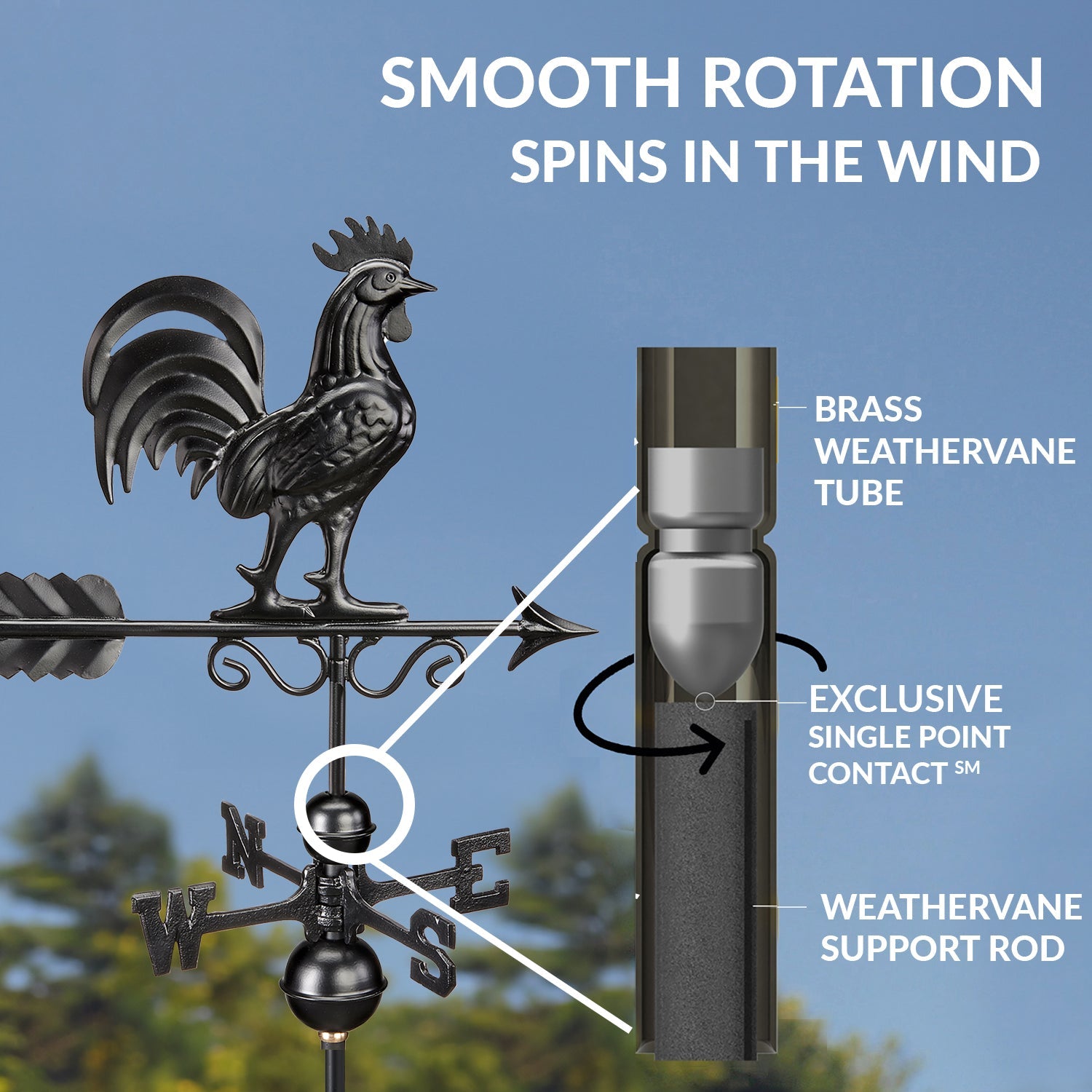 Black Aluminum Bantam Rooster Weathervane - Classic Farmhouse Decor for Garden, Barn, or Roof - Durable Outdoor Weather Resistant Design