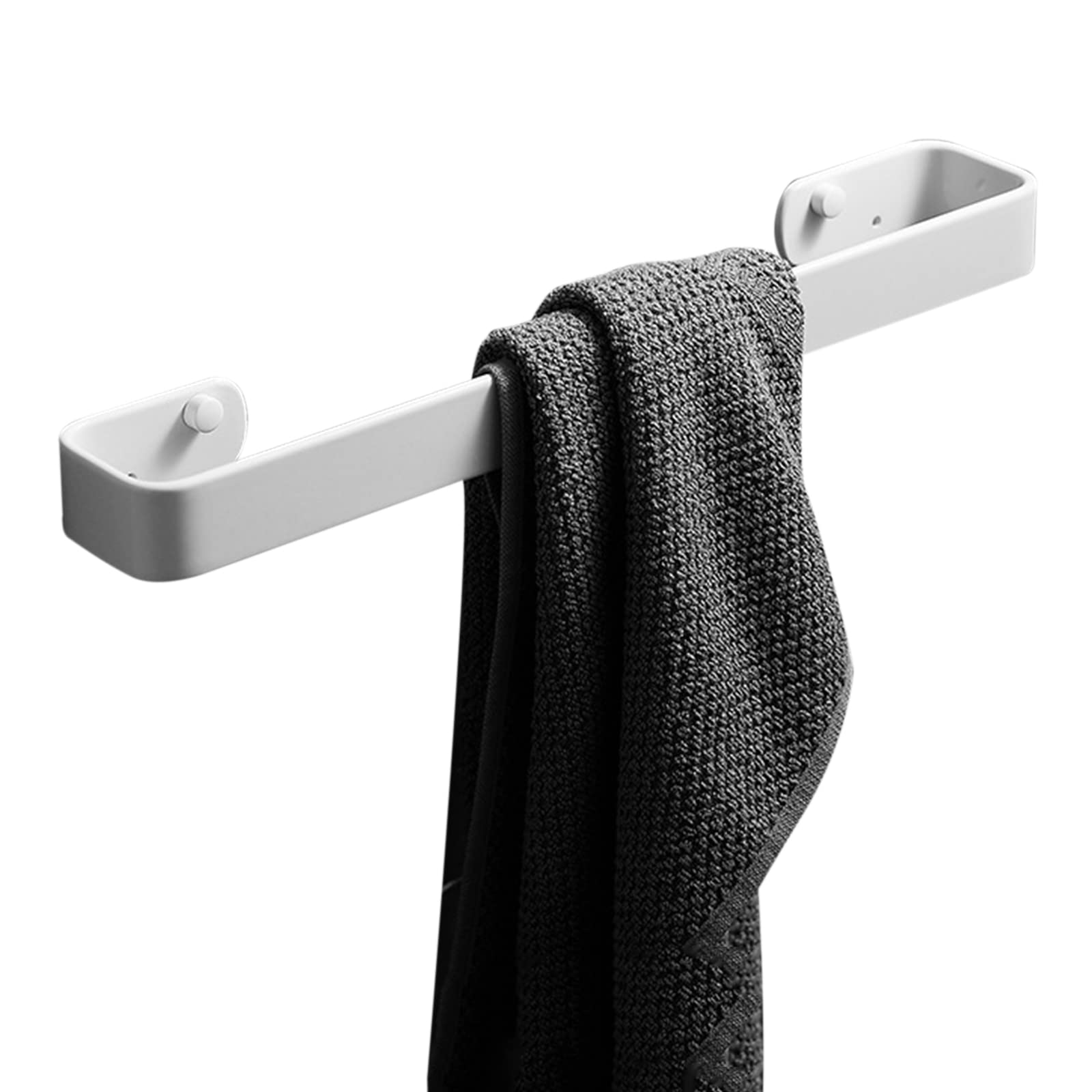 Stainless Steel Wall Mounted Towel Holder - No Drill Adhesive Bathroom Towel Rack, 40cm White Space-Saving Towel Bar for Bathroom, Toilet & Kitchen | Perfect for Small Spaces & Renters