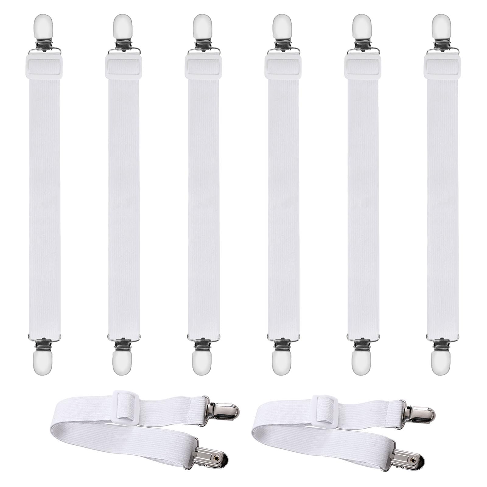 ZOCONE 8-Piece Elastic Sheet Grippers - Adjustable Bed Sheet Straps (Fits 20-71