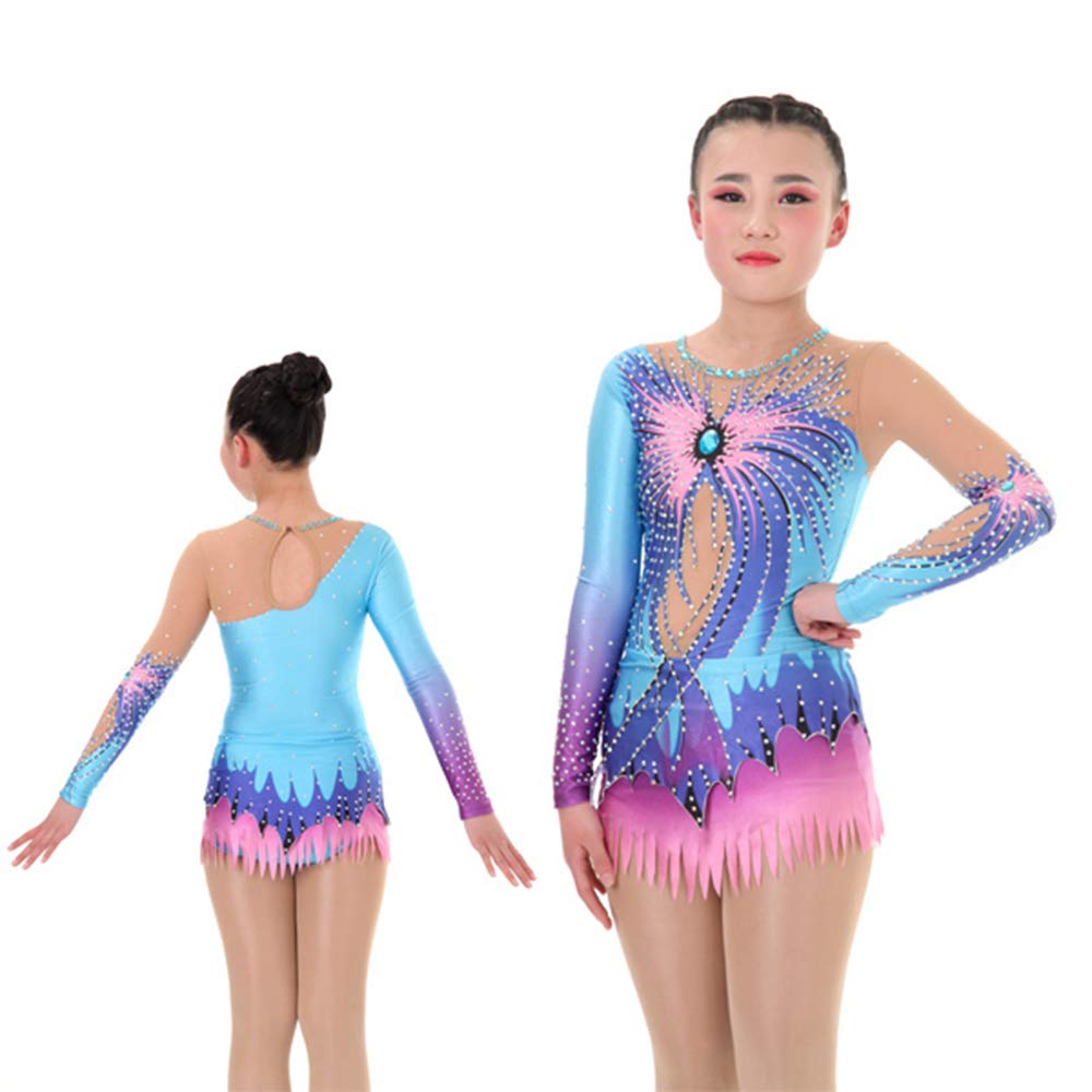 LIUHUO Girls Dance Costume - Rhythmic Gymnastics Leotard Dress for Performance & Competition - Ballet, Jazz, Cheerleading Outfit for Kids & Teens