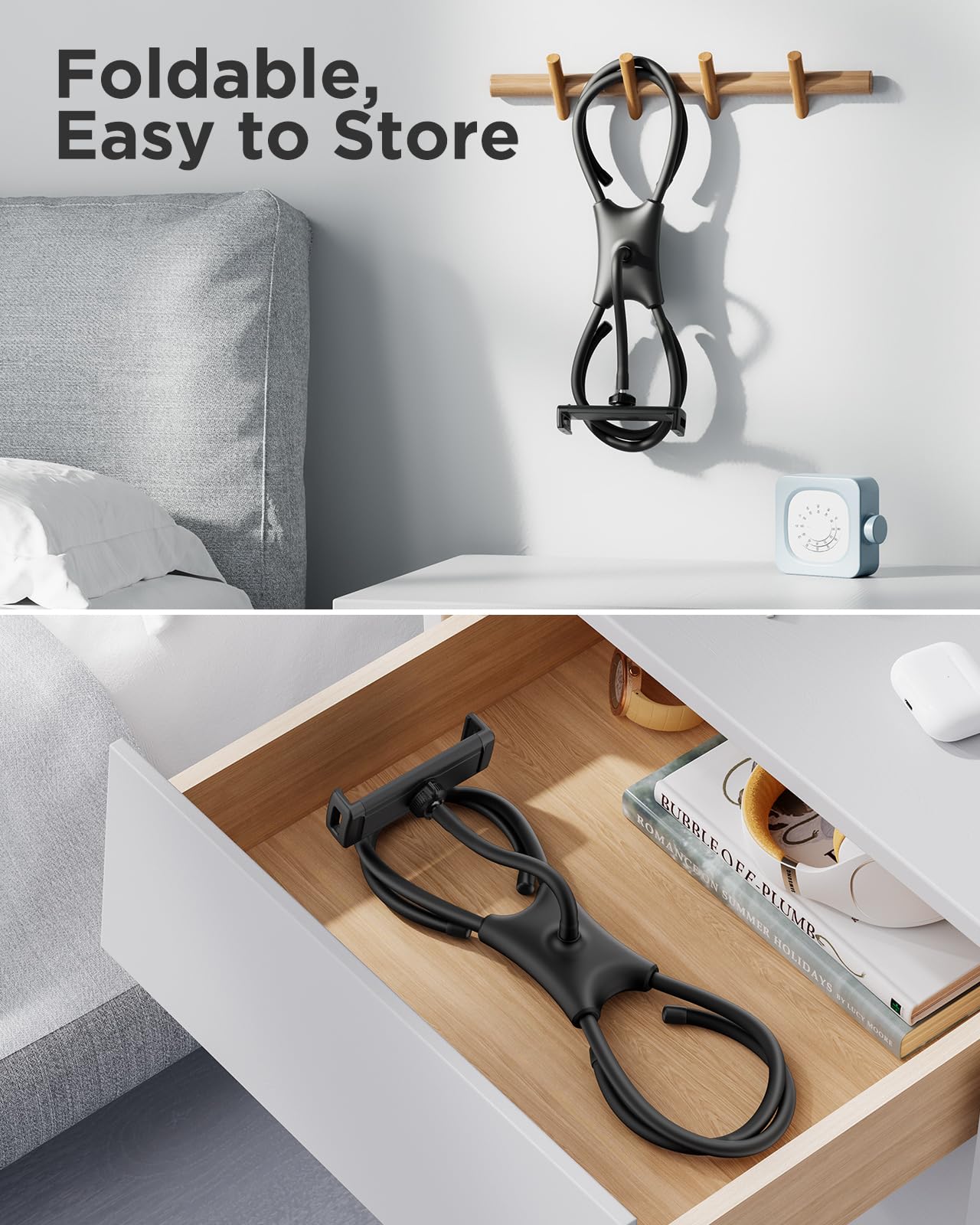 SAIJI Adjustable iPad Stand Holder - Portable Tablet Stand for Desk & Bed, Universal Phone & Monitor Stand Fits 4.7