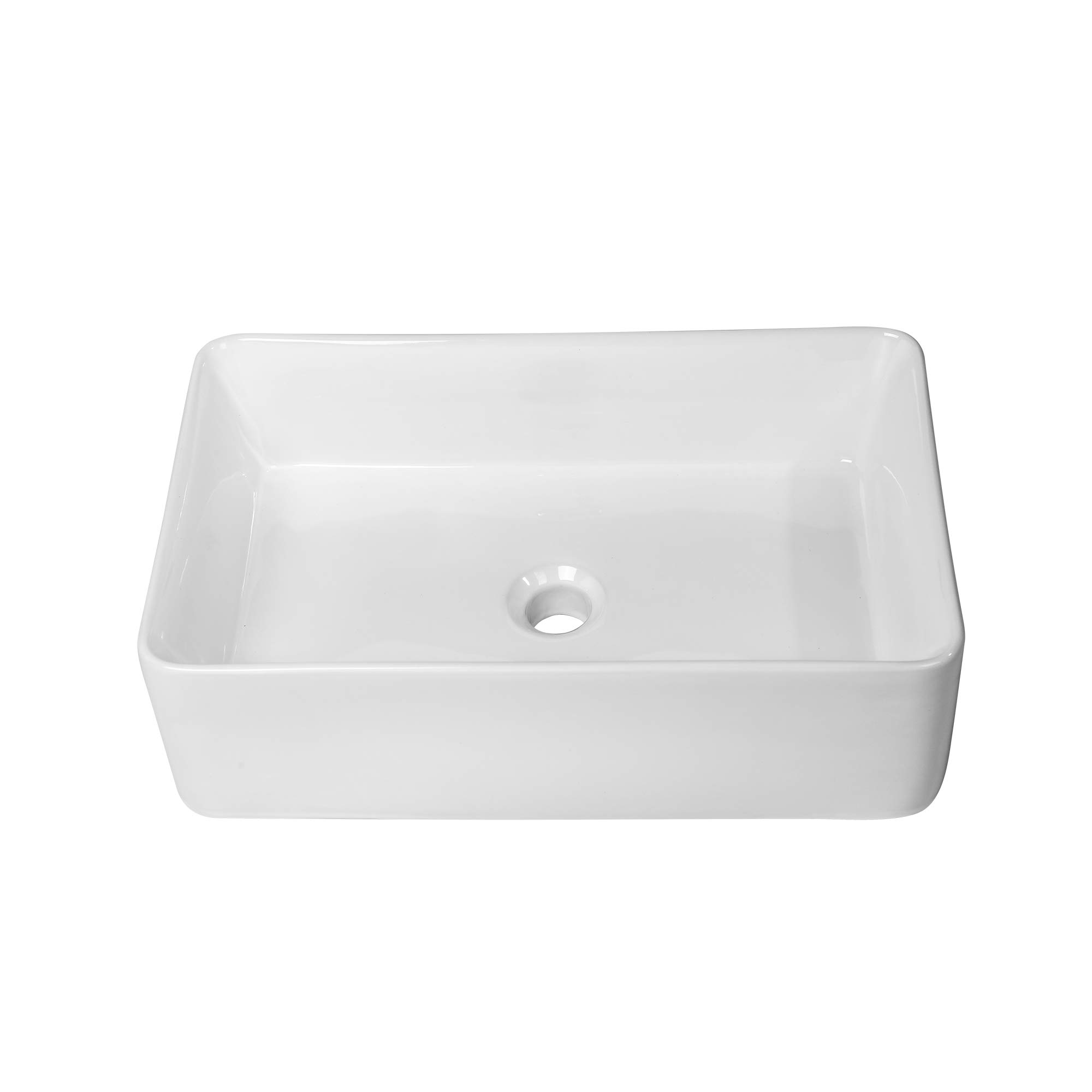 Lordear 21x14 Inch White Porcelain Rectangular Vessel Sink - Modern Above Counter Bathroom Vanity Sink for Contemporary Bathrooms & Powder Rooms