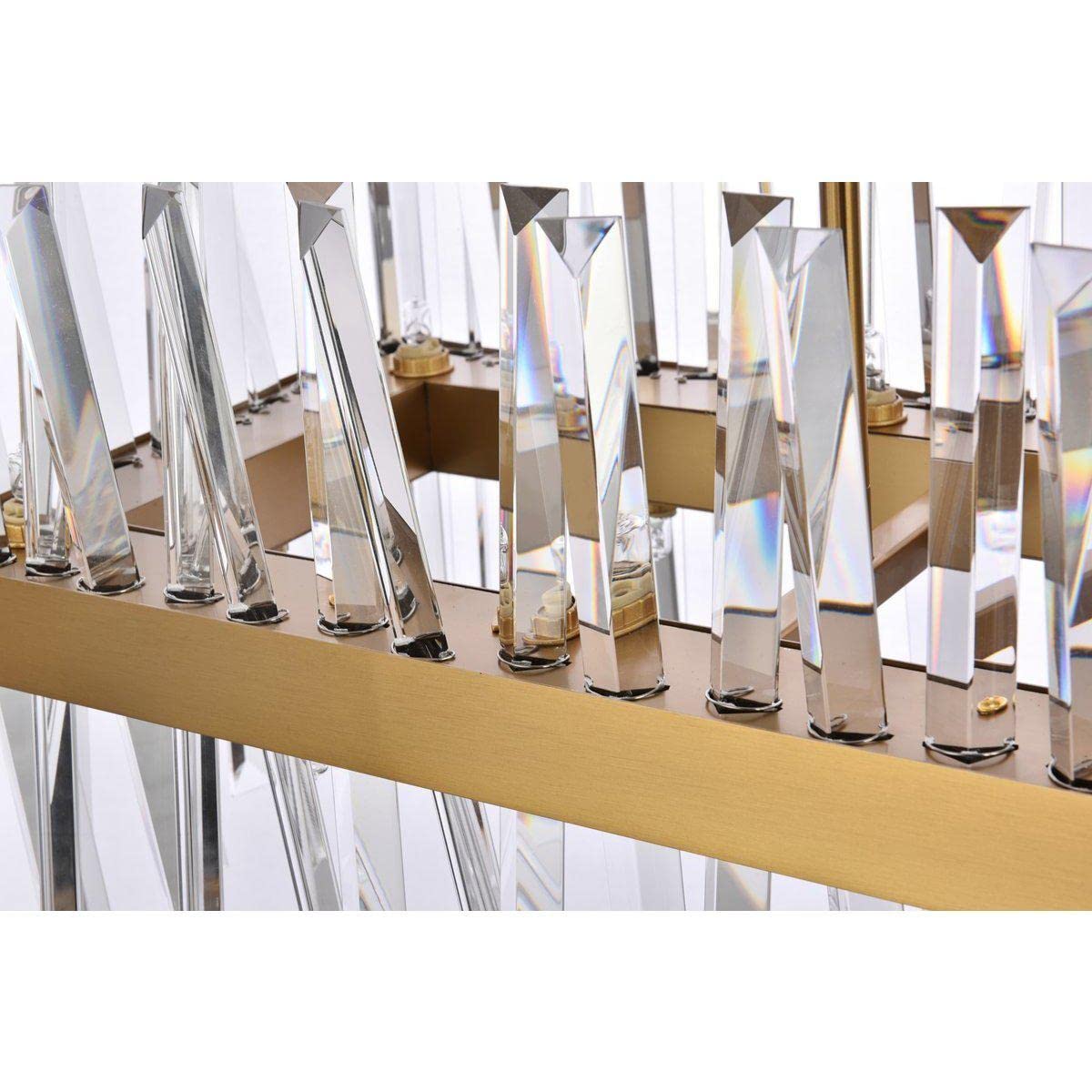 36 Inch Satin Gold Crystal Rectangle Chandelier Light - Modern Dining Room & Foyer Lighting Fixture for Elegant Home Decor