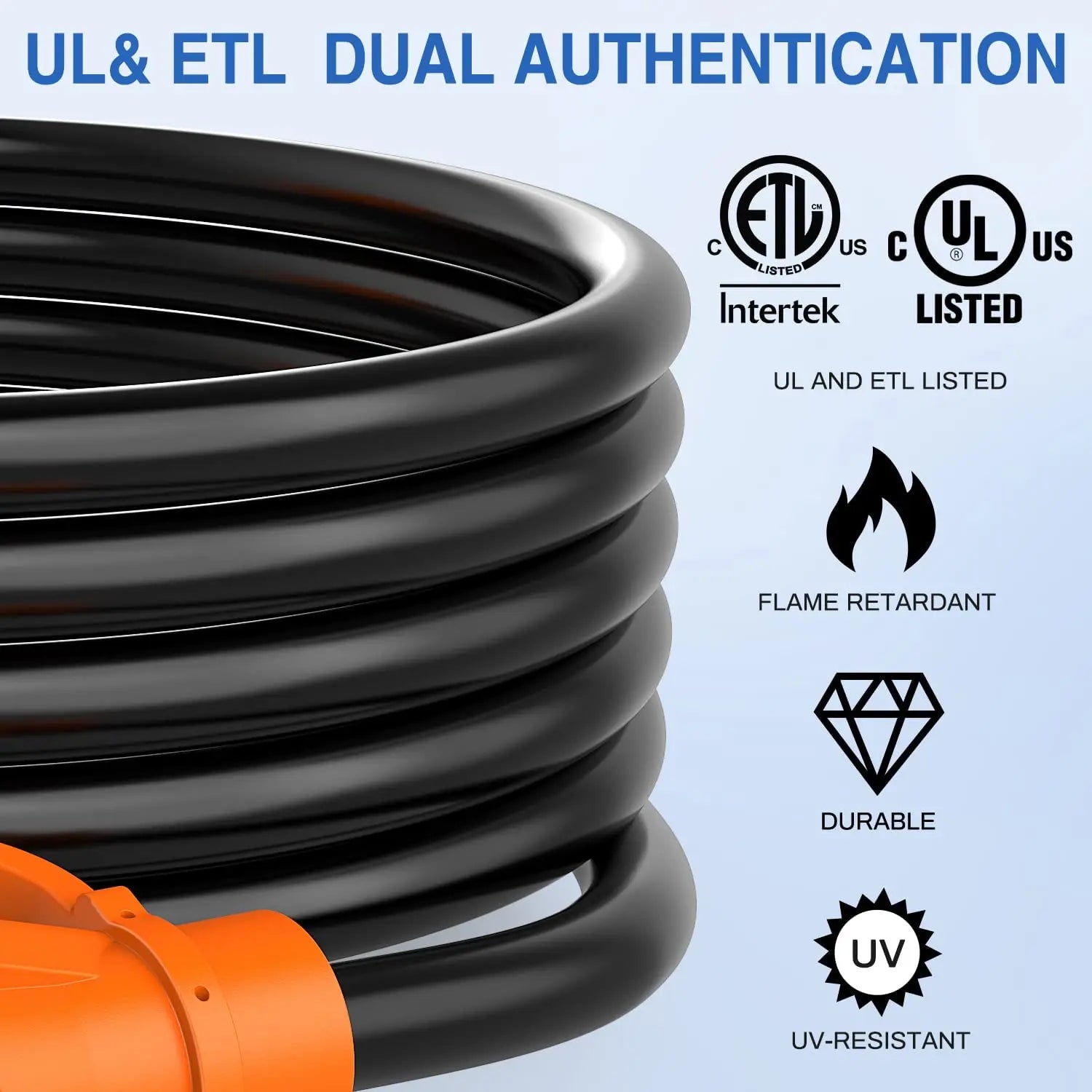 30 Amp 15FT RV Extension Cord - Heavy Duty Power Cable for Camper, Trailer & Motorhome - Outdoor & Camping Use