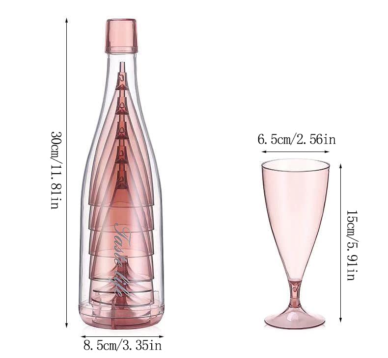 JTBS Portable Collapsible Wine Glass Set of 5 - Detachable Transparent Travel Goblets with Storage Bottle | Stemware for Wine, Champagne & Cocktails | Perfect for Camping, Picnics, Parties & Outdoor Adventures (Green)