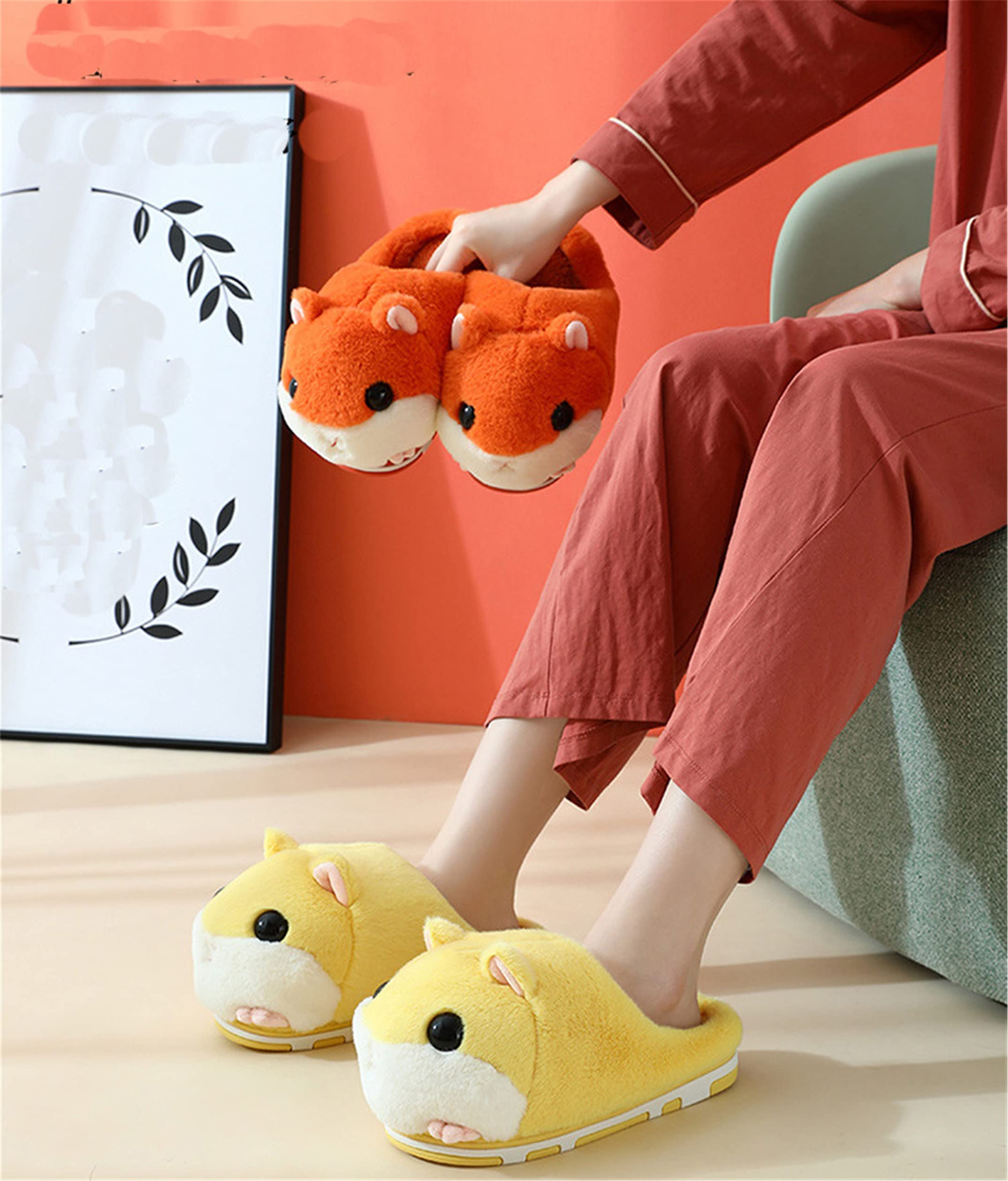 Adorable Hamster Slippers for Women - Cozy Furry Animal House Shoes for Winter, Cute Cartoon Home Slippers | Perfect for Indoor Comfort, Lounge Wear & Gift Giving