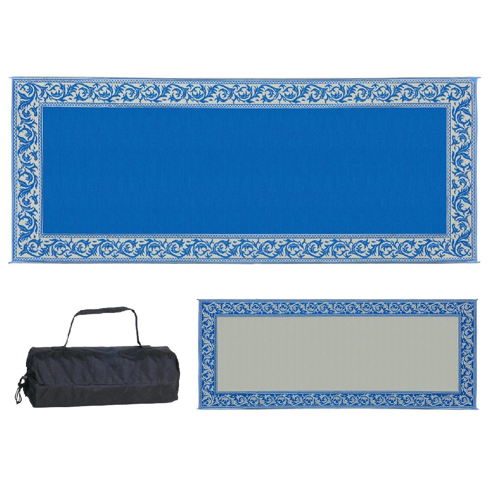 Ming's Mark RC3 Reversible Outdoor Patio Mat - 8' x 20', Blue/Beige, Waterproof & Durable for Camping, Picnics, Beach, and Backyard Use