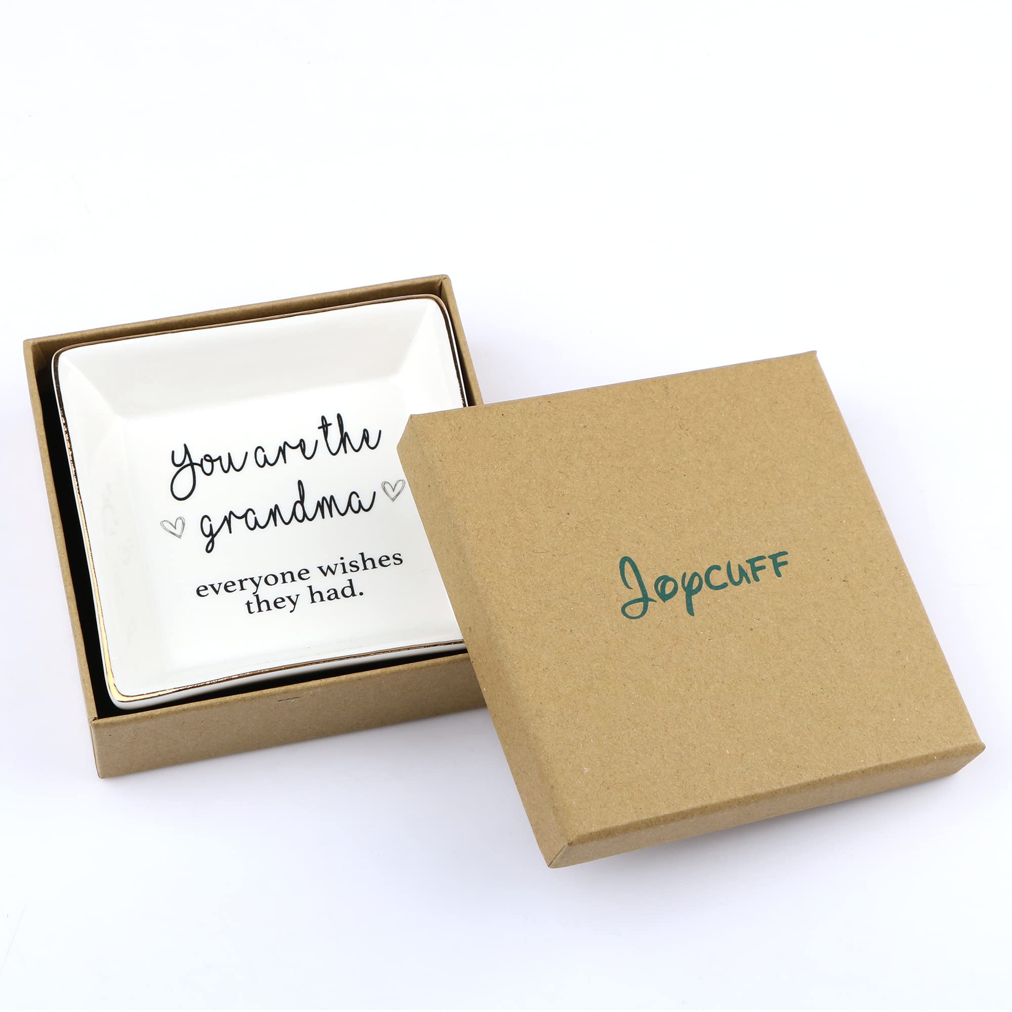 JoycuFF Ceramic Jewelry Dish - Elegant Trinket Tray & Ring Holder for Women | Unique Birthday, Mother's Day, Christmas Gifts for Grandma | Perfect for Bedside, Vanity & Bathroom Organization
