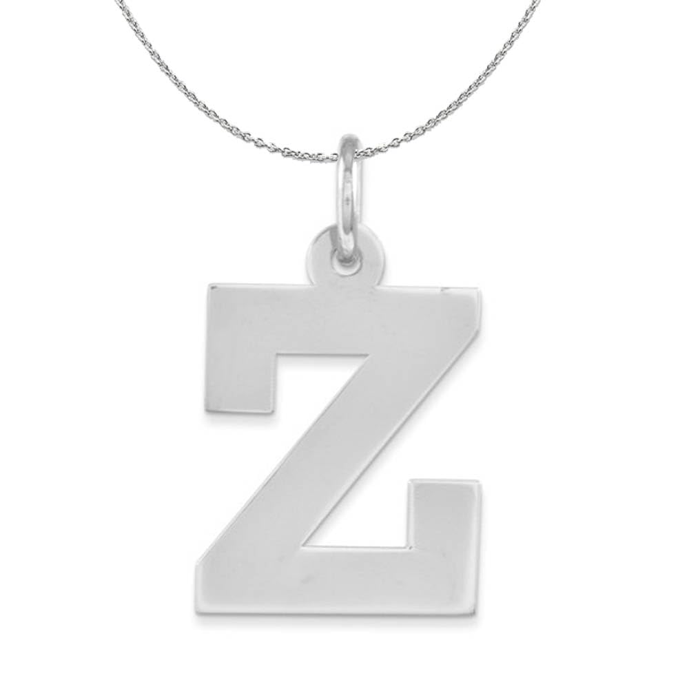 The Black Bow Silver Amanda Collection Medium Block Style Initial Z Necklace - Perfect for Gifting, Anniversaries, and Everyday Elegance