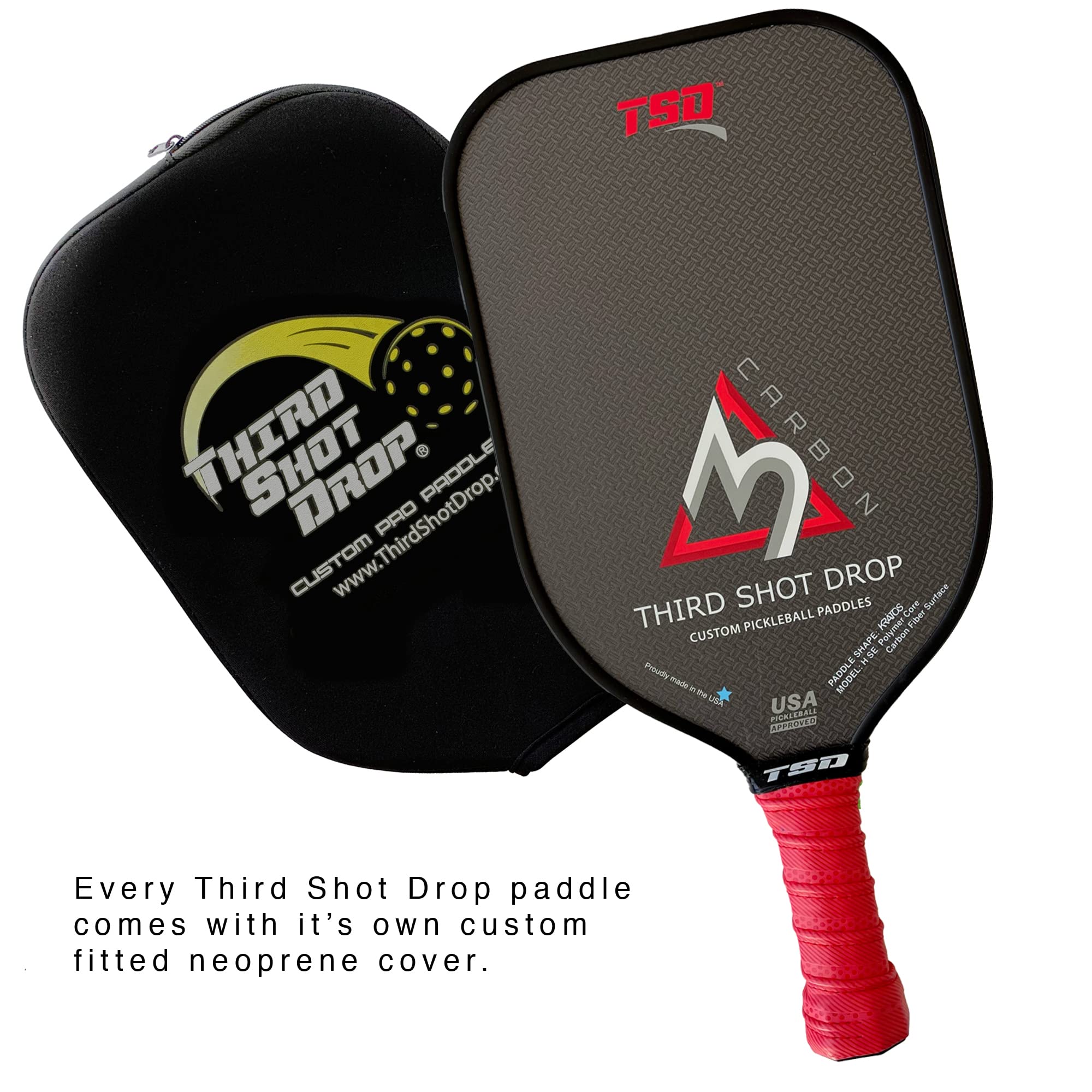 Elongated Shape Pickleball Paddle | Triple Layer Carbon Fiber Diamond Weave Surface (Kratos 2) - Lightweight & Durable for Competitive Play & Outdoor Games