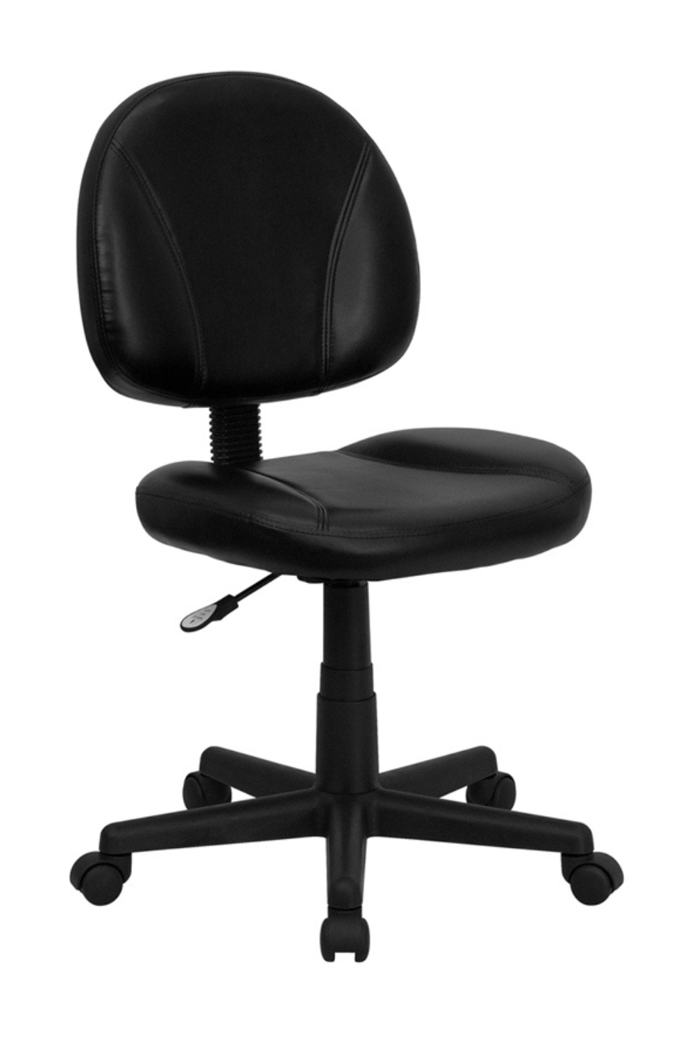 FLASH Ronald Mid Back Black LeatherSoft Swivel Ergonomic Office Chair with Adjustable Back Depth - Perfect for Home Office, Gaming & Workspace Comfort