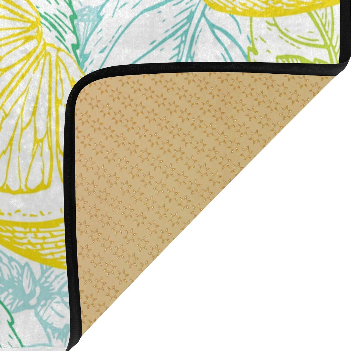 Non-Slip Doormat with Lemon Leaf Design - Waterproof Entryway Rug for Front Door, Kitchen, Bedroom & Indoor Home Decor - Perfect for High Traffic Areas & Mudrooms