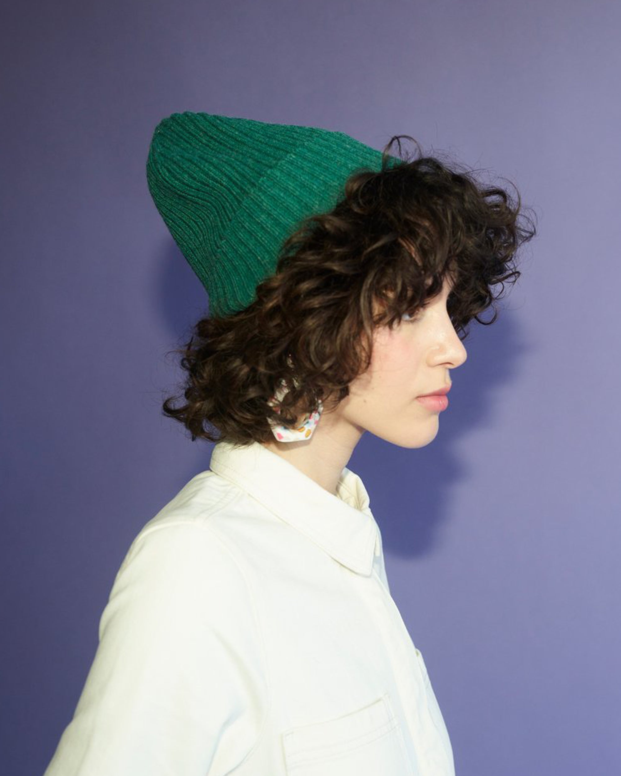 Miss Pompom Green Wool Ribbed Beanie Hat for Women - Warm Winter Knit Cap for Outdoor Activities, Skiing, and Snowboarding