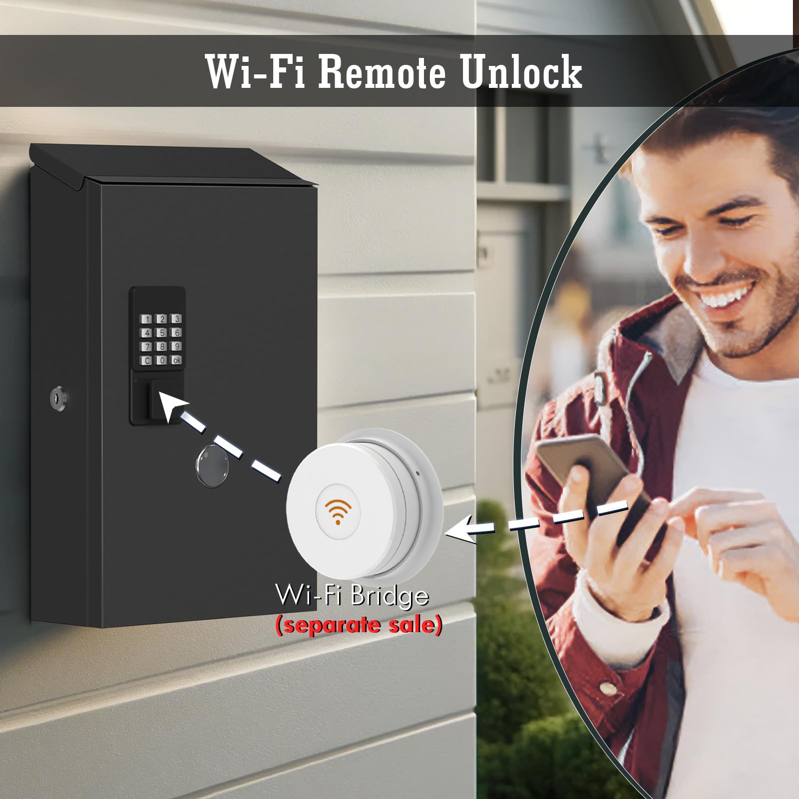 Secure 2-in-1 Wall Mount Mailbox & Key Drop Box - Metal Locking Mailbox for Outdoor Use with OTP/Fixed Code/Key Entry - Large Capacity Business Suggestion Box (Black) - Perfect for Home Security, Package Delivery & Office Key Management