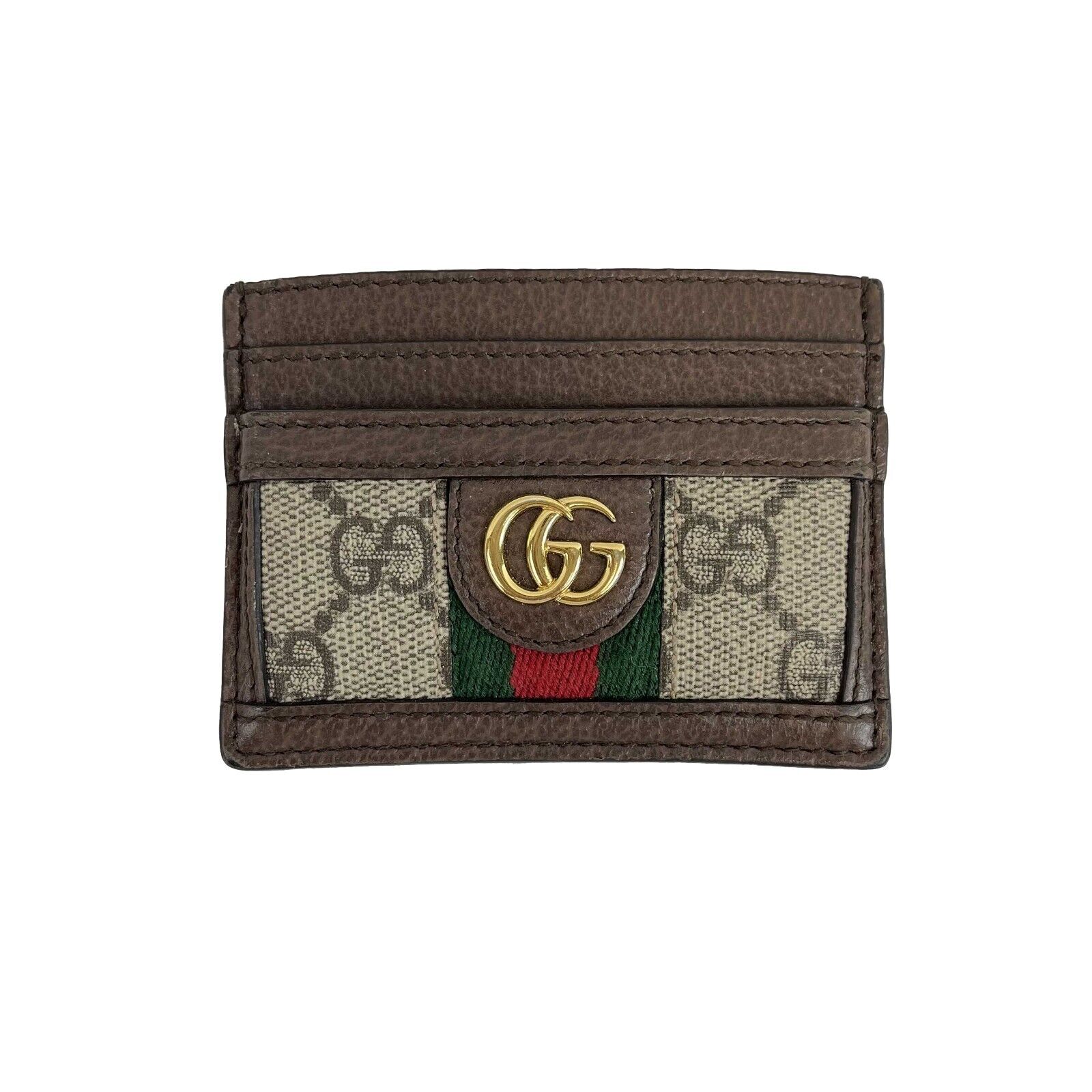 Gucci Ophidia GG Brown Leather Card Holder Wallet - Luxury Slim Card Case for Men & Women - Perfect for Everyday Use, Travel & Gifting