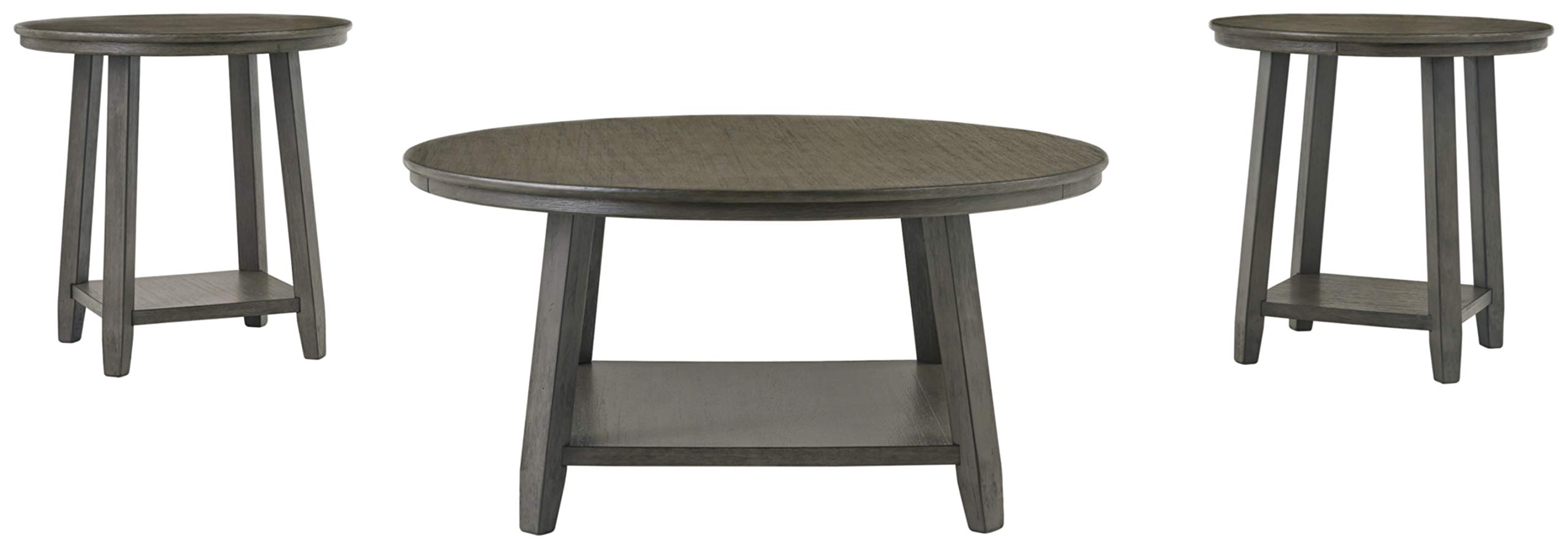 Signature Design by Ashley Caitbrook Neutral 3-Piece Coffee Table Set with 2 End Tables in Grayish Brown - Perfect for Living Room, Lounge & Home Decor