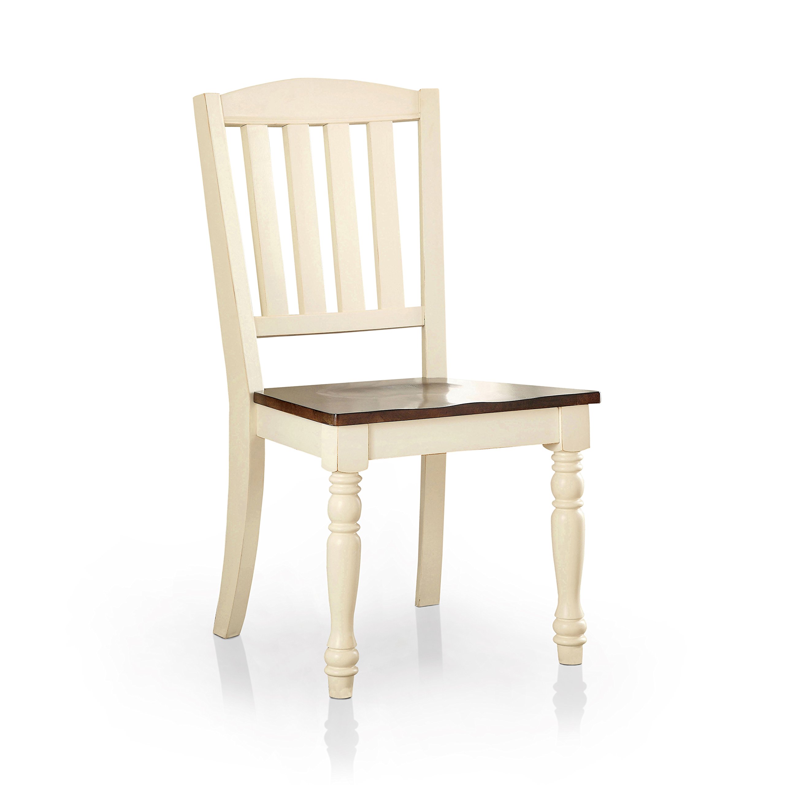 Furniture of America Pauline Cottage Style Dining Chairs, Set of 2 - Rustic Farmhouse Kitchen Seating for Dining Room & Breakfast Nook