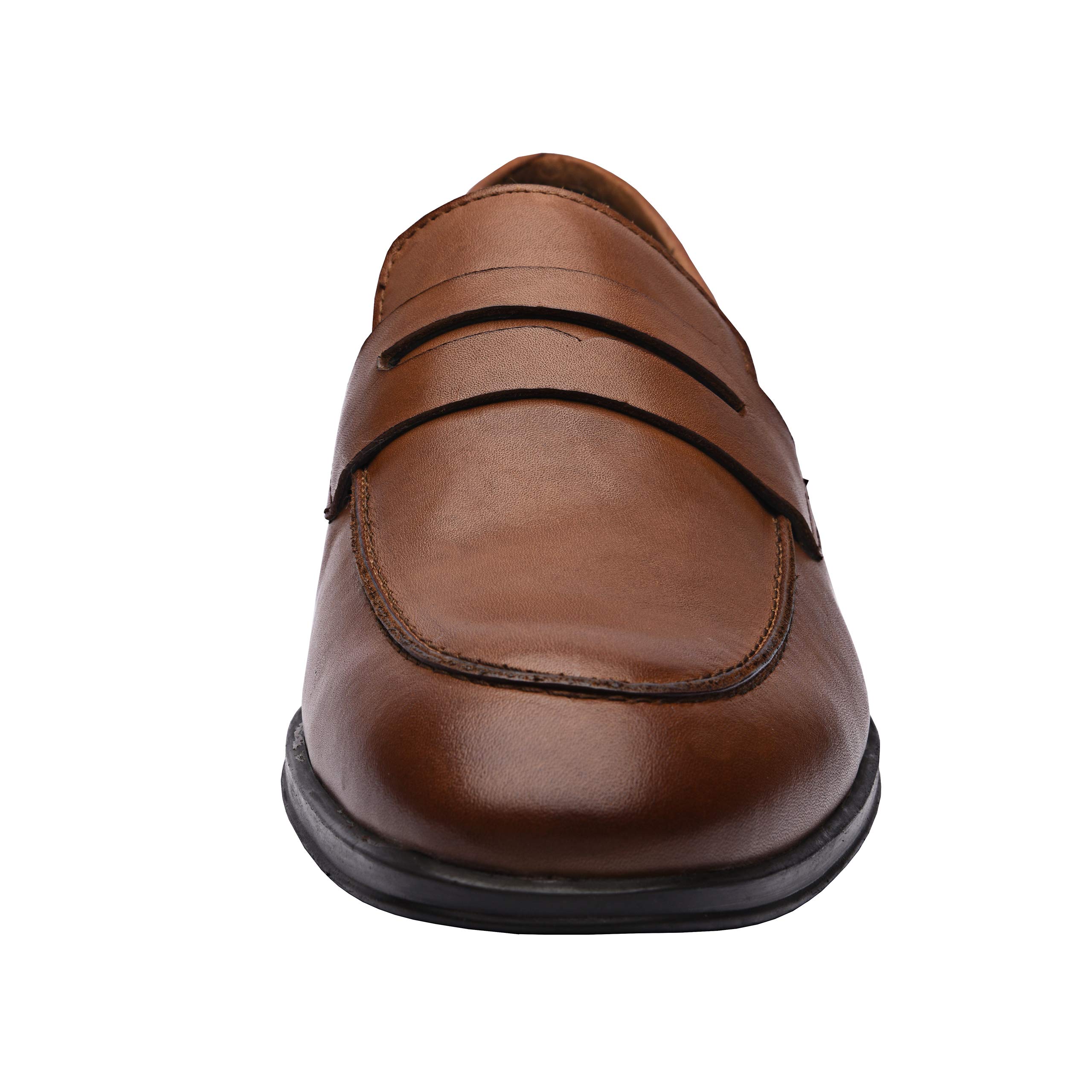 Samuel Genuine Leather Penny Loafers for Men - Handcrafted Classic Slip-On Dress Shoes with Arch Support & Rubber Sole | Comfortable Low Heel Loafers for Spring | Perfect for Business Casual, Office Wear & Formal Occasions