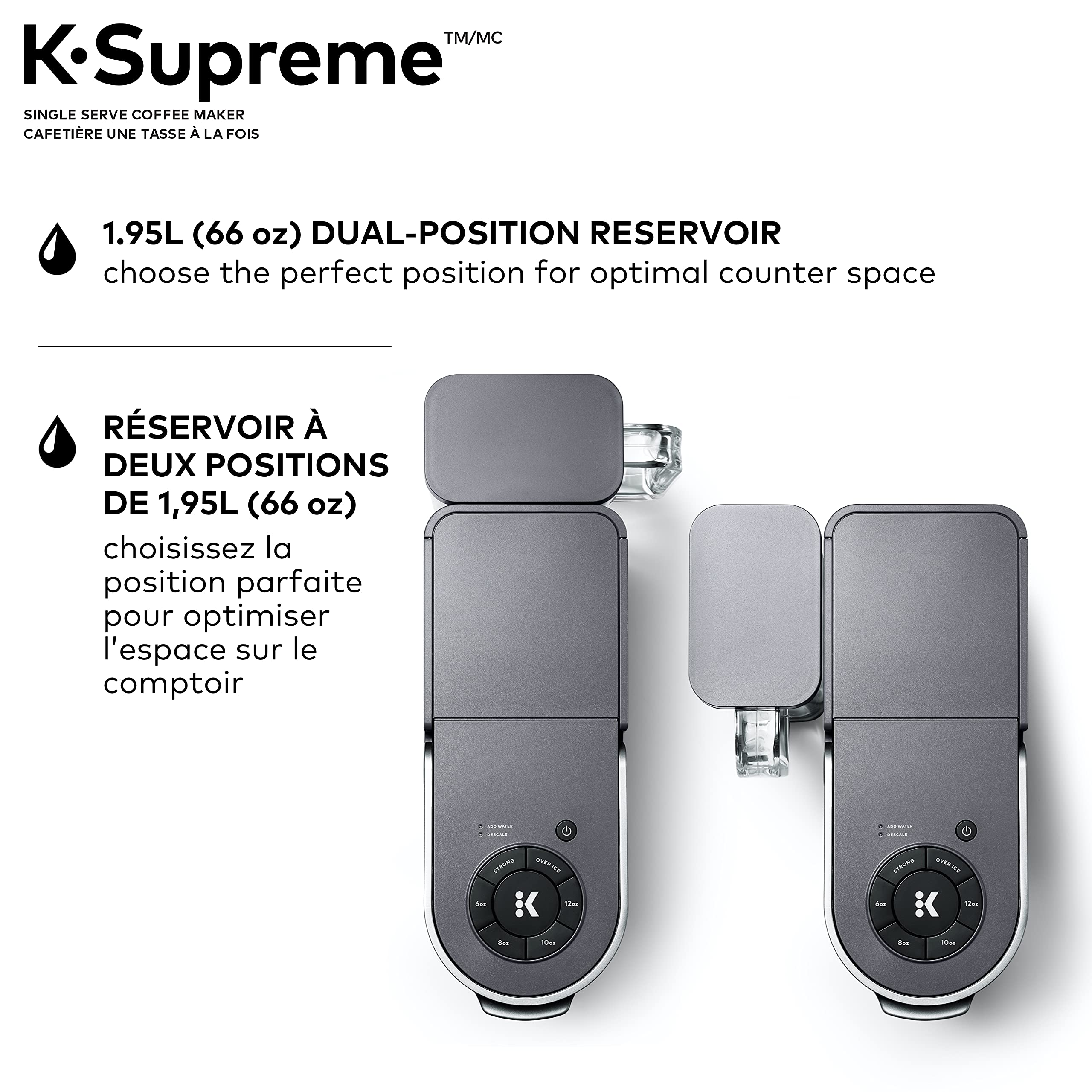 Keurig K-Supreme Single Serve Coffee Maker with MultiStream Technology - 66oz Dual-Position Water Reservoir, Customizable Brew Settings, Gray - Perfect for Home, Office & Small Business Use