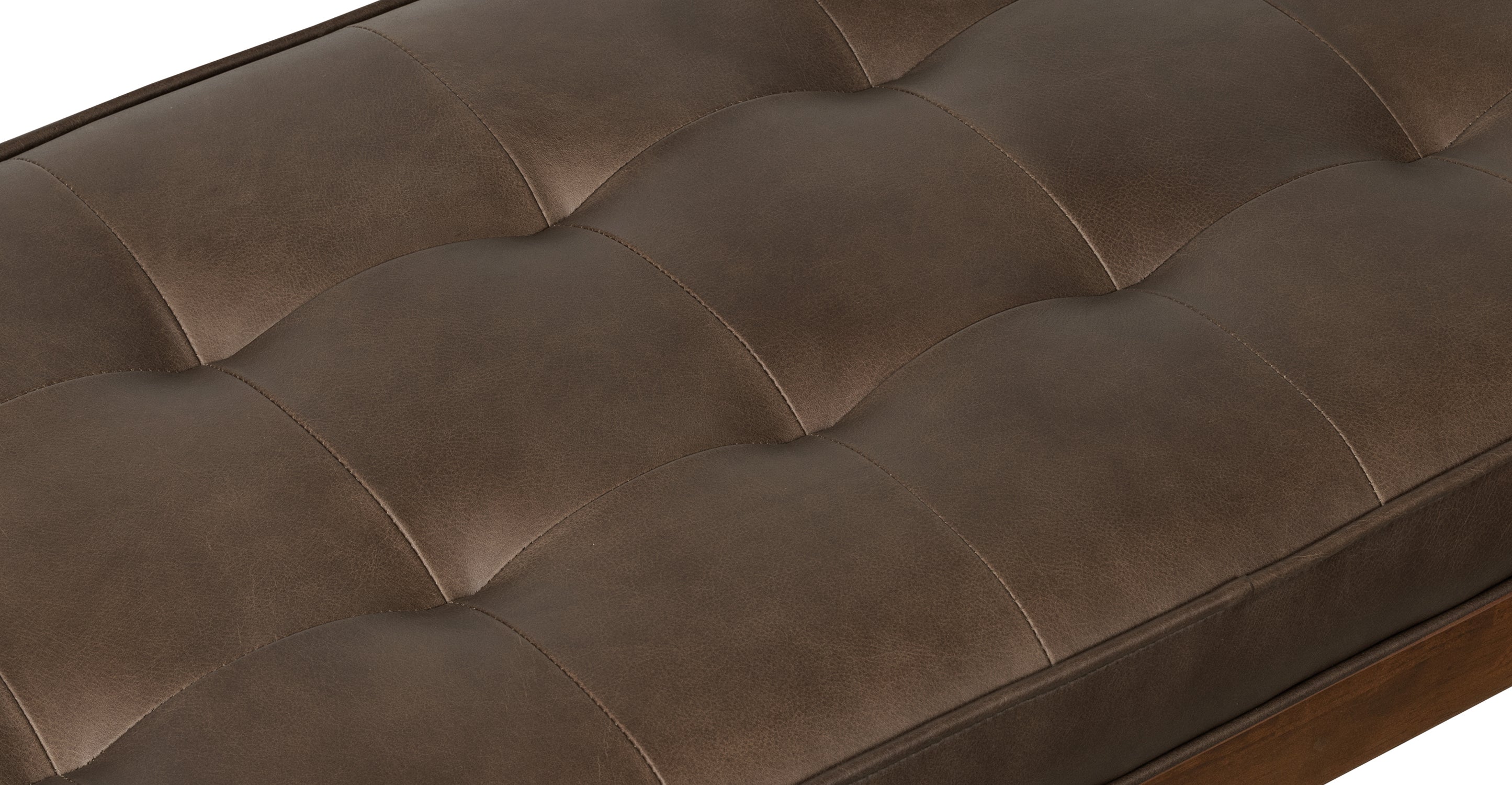 Luca Leather Bench - Modern Upholstered Storage Ottoman with Tufted Design for Living Room, Bedroom, or Entryway - Durable Faux Leather Seat with Sturdy Wooden Legs - Perfect for Extra Seating, Footrest, or Stylish Home Decor