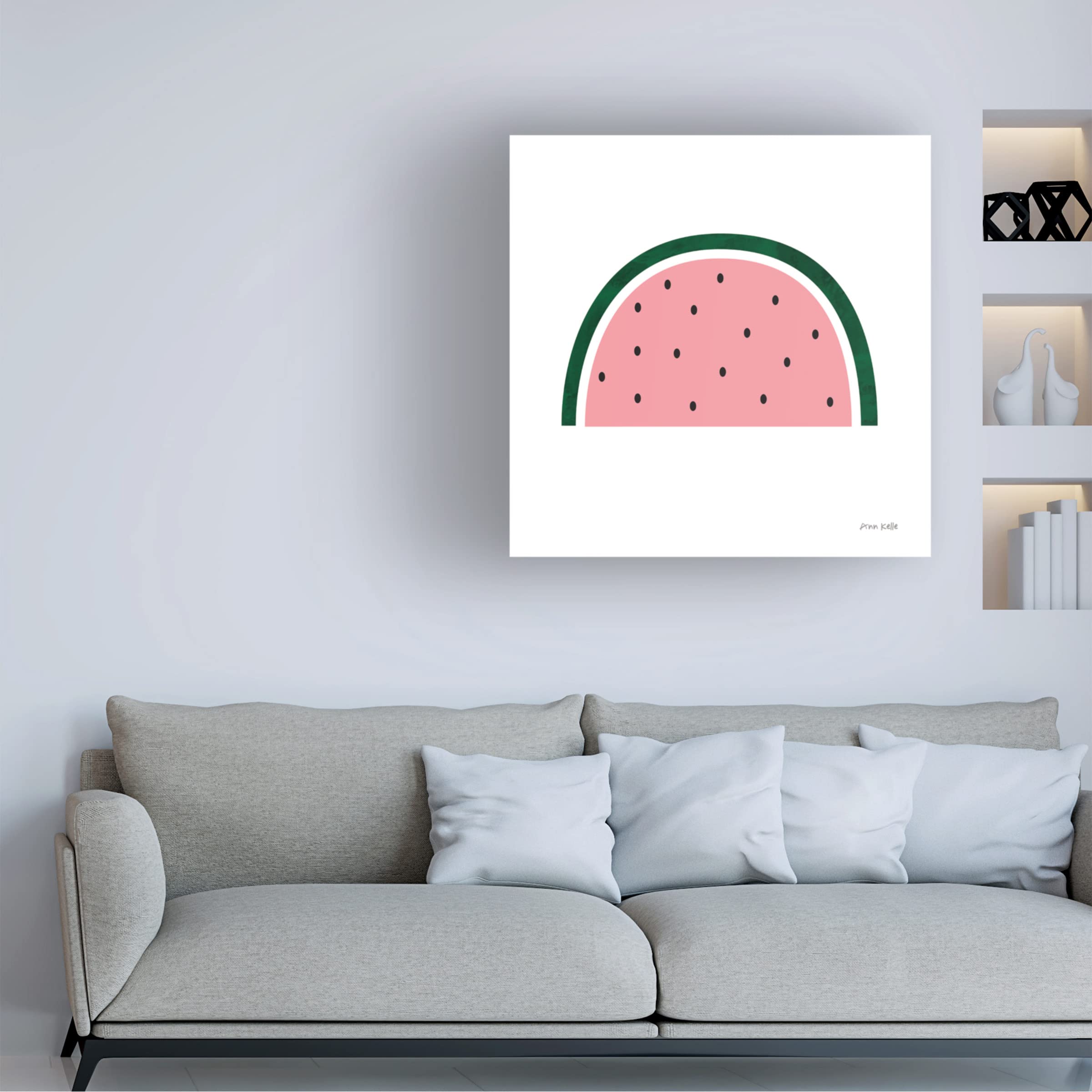 Ann Kelle Watermelon 2 Canvas Wall Art Print - 35x35 Inches Modern Home Decor for Living Room, Bedroom & Office