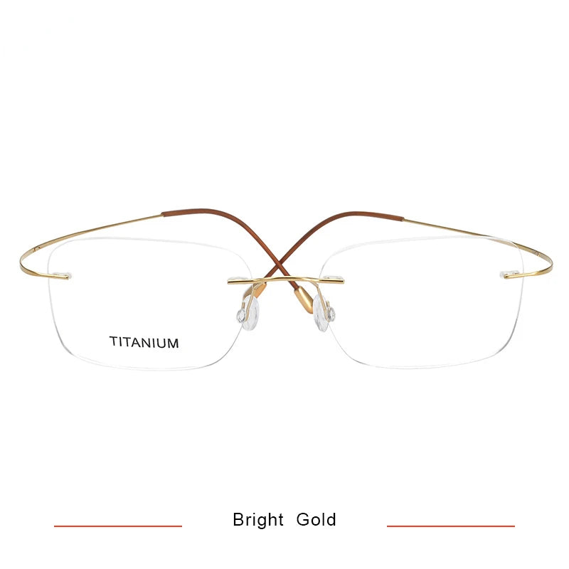 Brightzone Unisex Rimless Square Screwless Titanium Eyeglasses 71616 - Lightweight & Durable Frame for Men & Women - Perfect for Reading, Work & Everyday Use