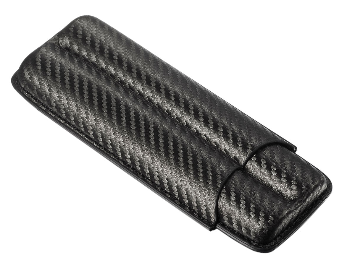 Premium Visol Jax Leather Cigar Case with Black Carbon Fiber Design - Perfect for Travel, Gifts & Cigar Enthusiasts