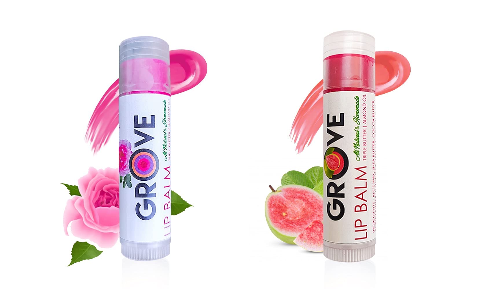 **Hydrating Lip Balm with Shea Butter, Coconut Oil & Vitamin E - Moisturizing Lip Care for Dry, Chapped Lips - Natural Lip Butter for Men & Women - 6g Stick (Wild Rose & Guava, Pack of 2) - Perfect for Daily Use, Travel & Gifts**