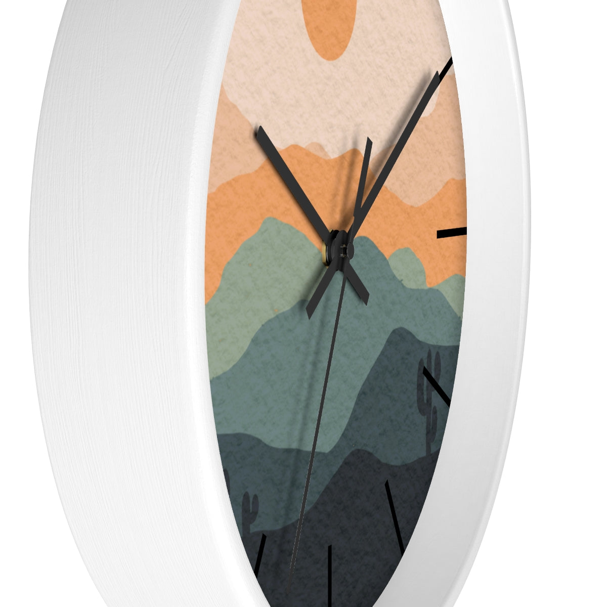 Boho Desert Landscape Wall Clock - Silent Non-Ticking, Modern Farmhouse Decor for Living Room, Bedroom, Nursery - Midwest Inspired Wall Art with Wooden Frame