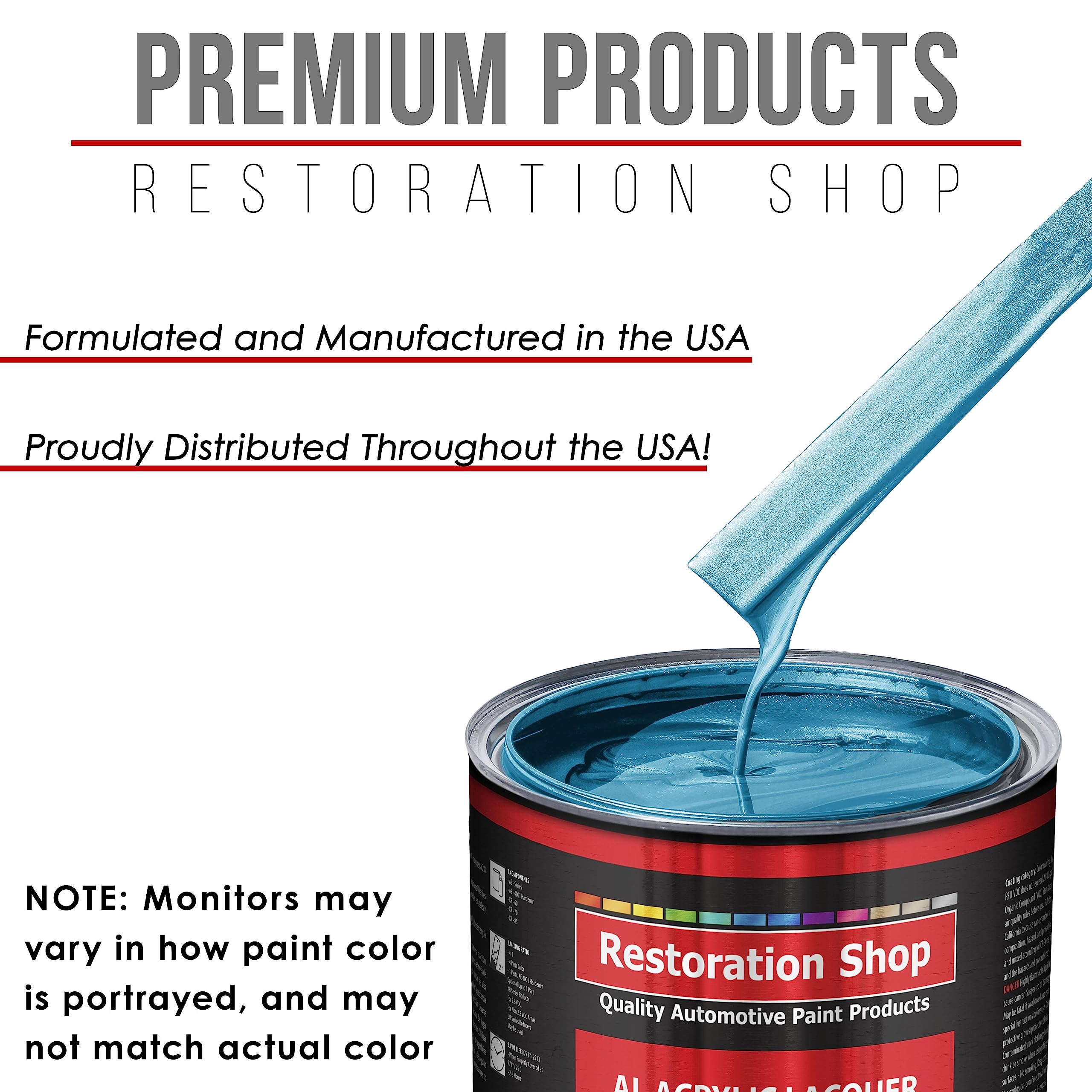 Restoration Shop Electric Blue Metallic Acrylic Lacquer Auto Paint - 1 Gallon Professional Gloss Finish for Cars, Trucks, Guitars & Furniture | Perfect for Automotive Refinishing & DIY Projects