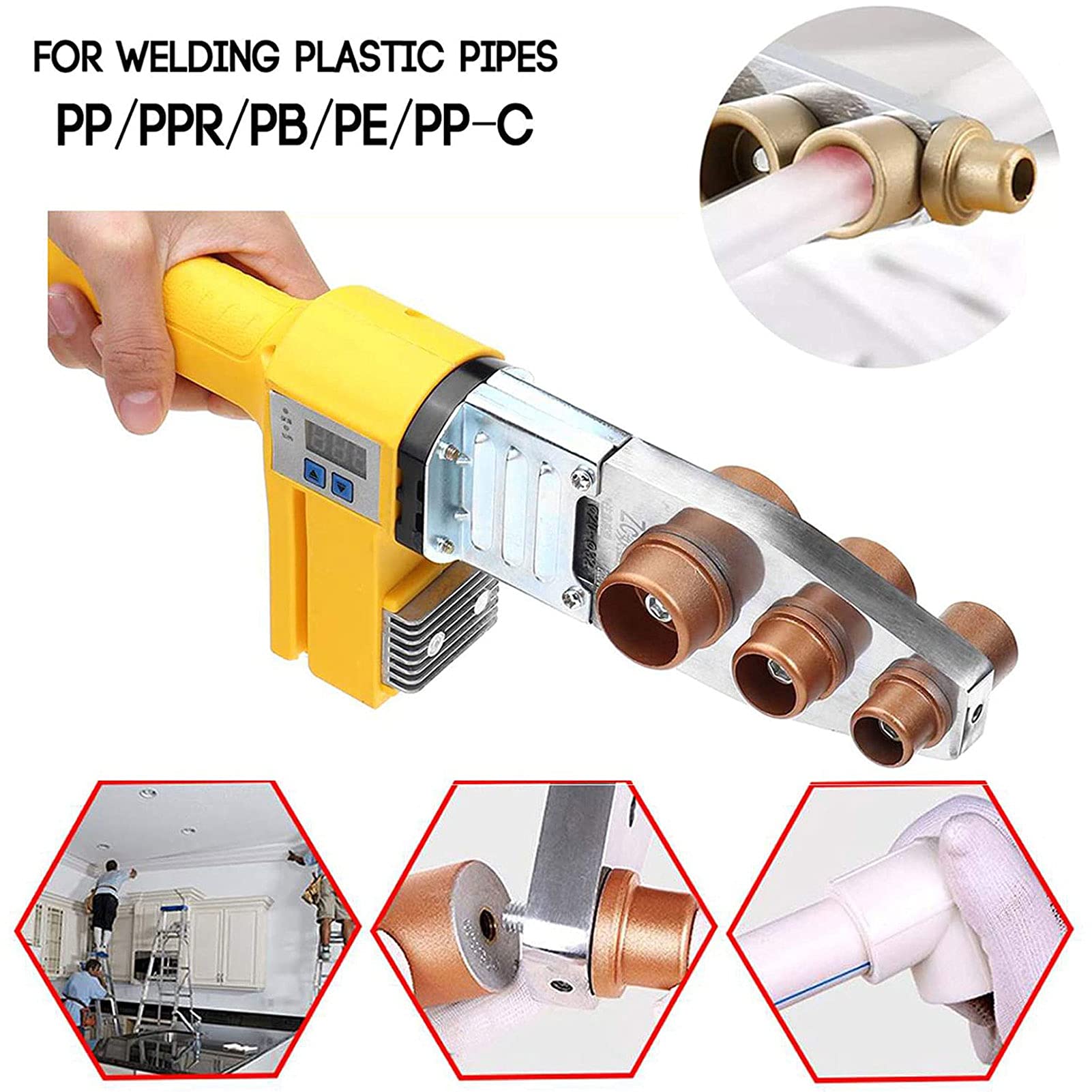 PPR PE Pipe Fusion Welder Kit - 220V 800W Digital Water Pipe Welding Machine with Electric Heating Hot Melt Tools for Plumbing, HVAC & DIY Projects - Perfect for Home Repairs, Pipe Connections & Water System Installations