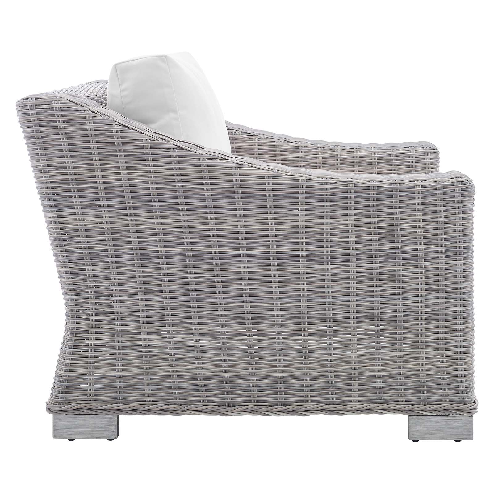 Conway Sunbrella® Outdoor Patio Wicker Rattan 2-Piece Armchair and Ottoman Set - Weather-Resistant Lounge Furniture for Garden, Poolside & Backyard Relaxation