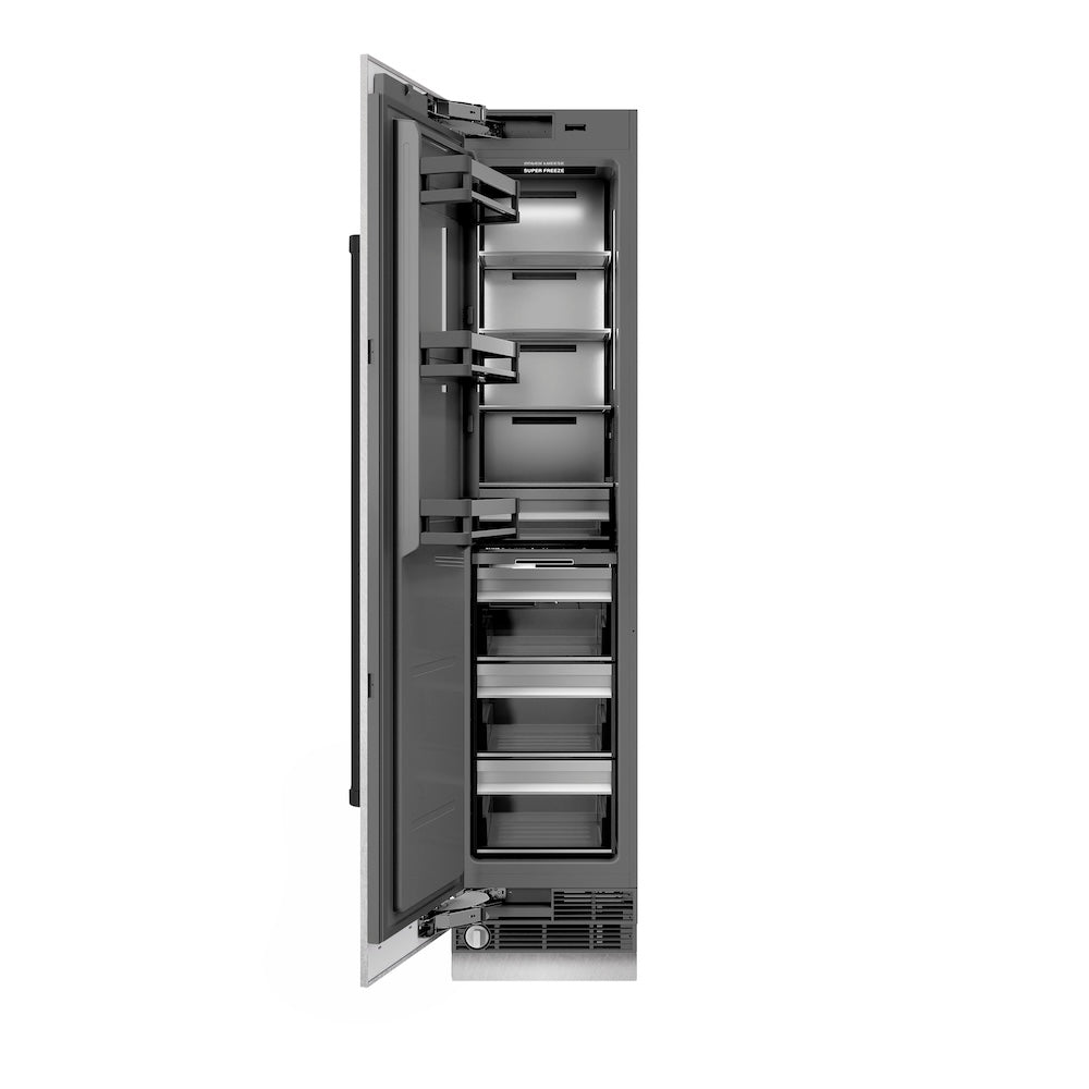 ZLINE Autograph Edition 18 Inch 8.6 cu ft Left Hinge Column Freezer - Stainless Steel with Graphite Gray Interior & Matte Black Accents (RCFVLZ SN 18 MB) | Perfect for Home Kitchen, Basement, Garage & Commercial Use